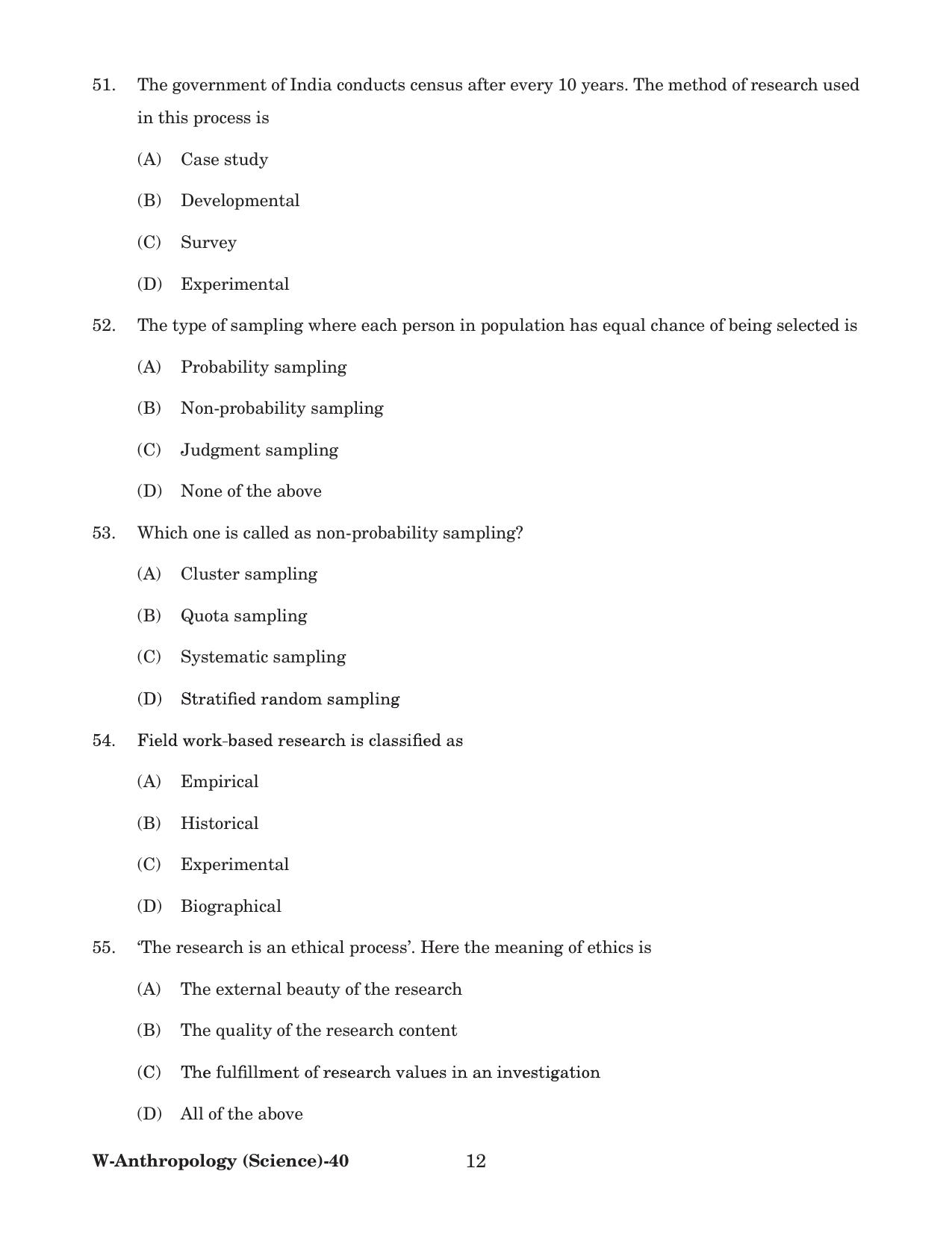 Odisha CPET 2022 ANTHROPOLOGY(SCIENCE) Question Paper - Page 12