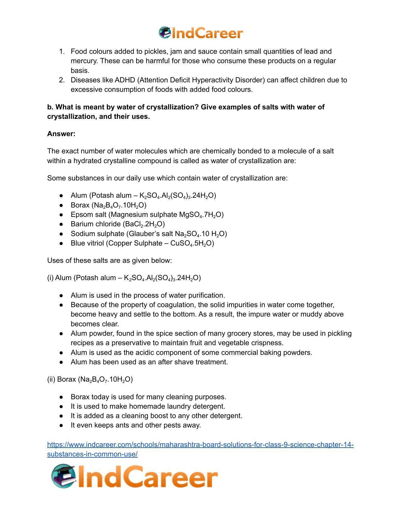 Maharashtra Board Solutions for Class 9- Science: Chapter 14- Substances in Common Use - Page 9