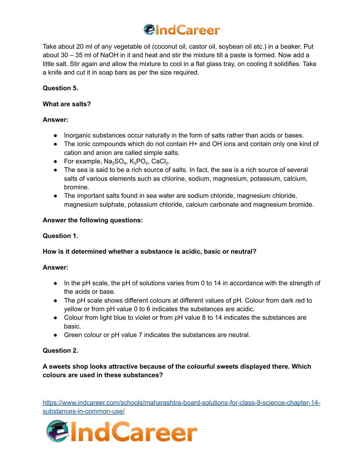 Maharashtra Board Solutions for Class 9- Science: Chapter 14- Substances in Common Use - Page 17