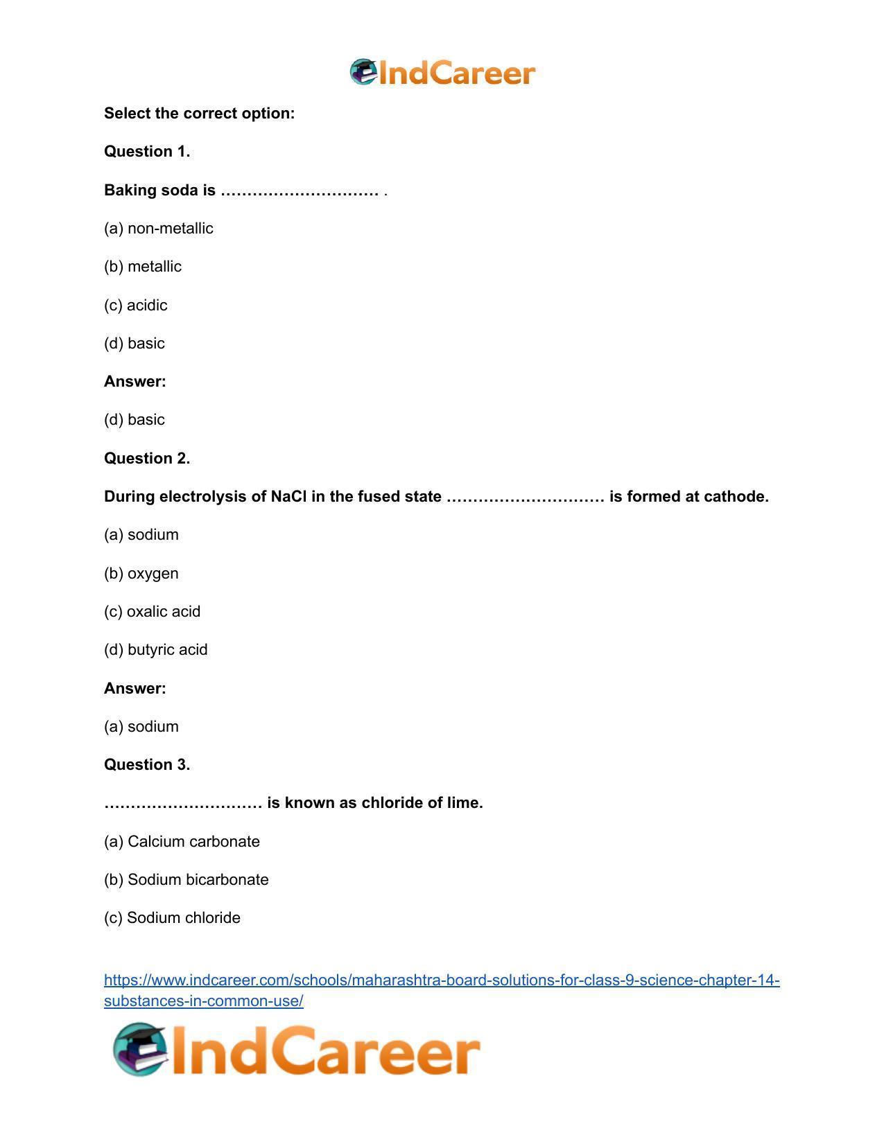 Maharashtra Board Solutions for Class 9- Science: Chapter 14- Substances in Common Use - Page 21