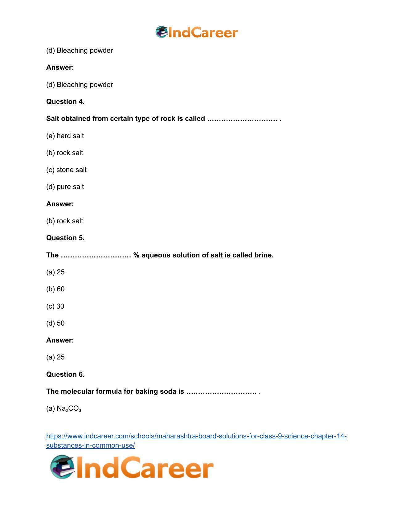 Maharashtra Board Solutions for Class 9- Science: Chapter 14- Substances in Common Use - Page 22