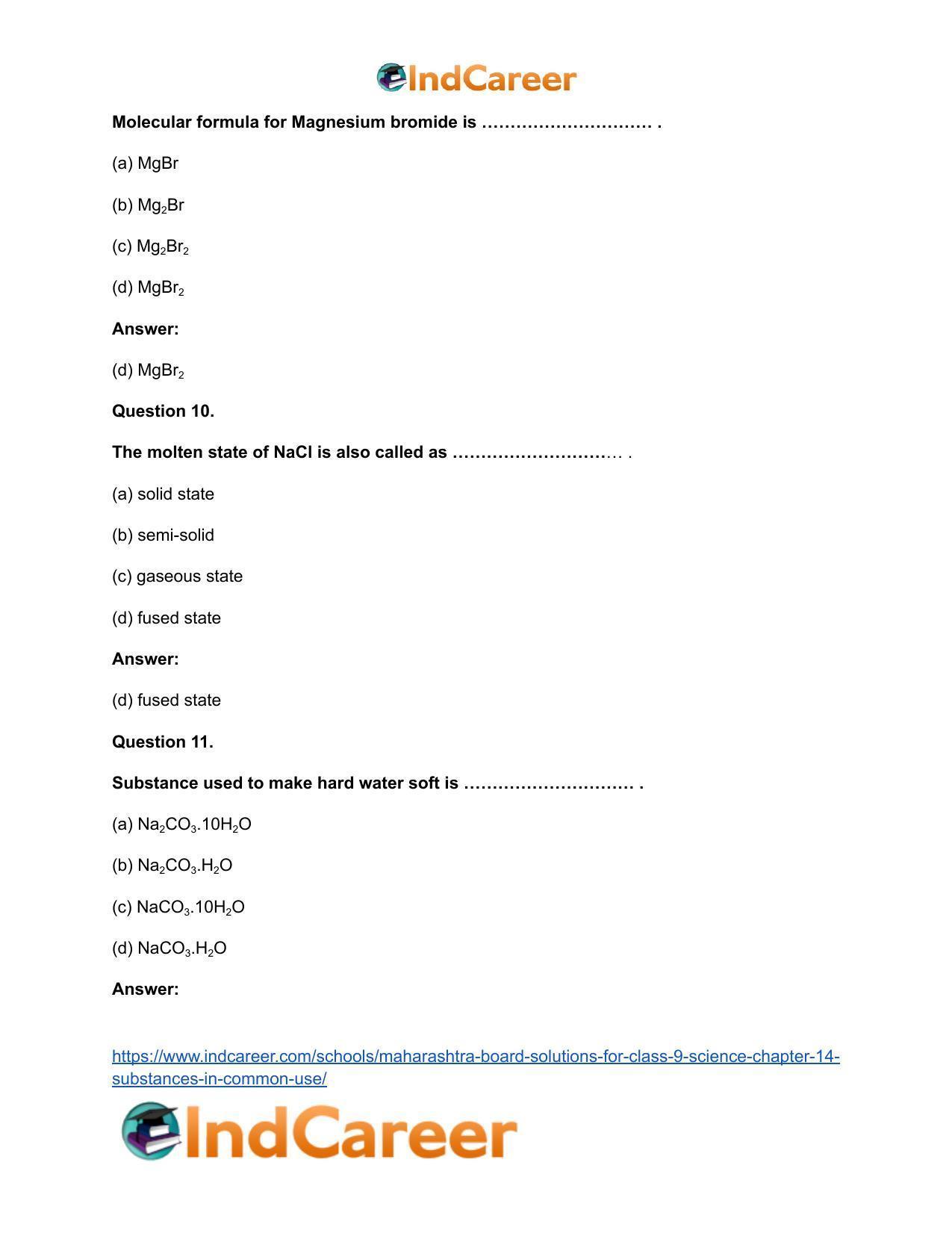 Maharashtra Board Solutions for Class 9- Science: Chapter 14- Substances in Common Use - Page 24