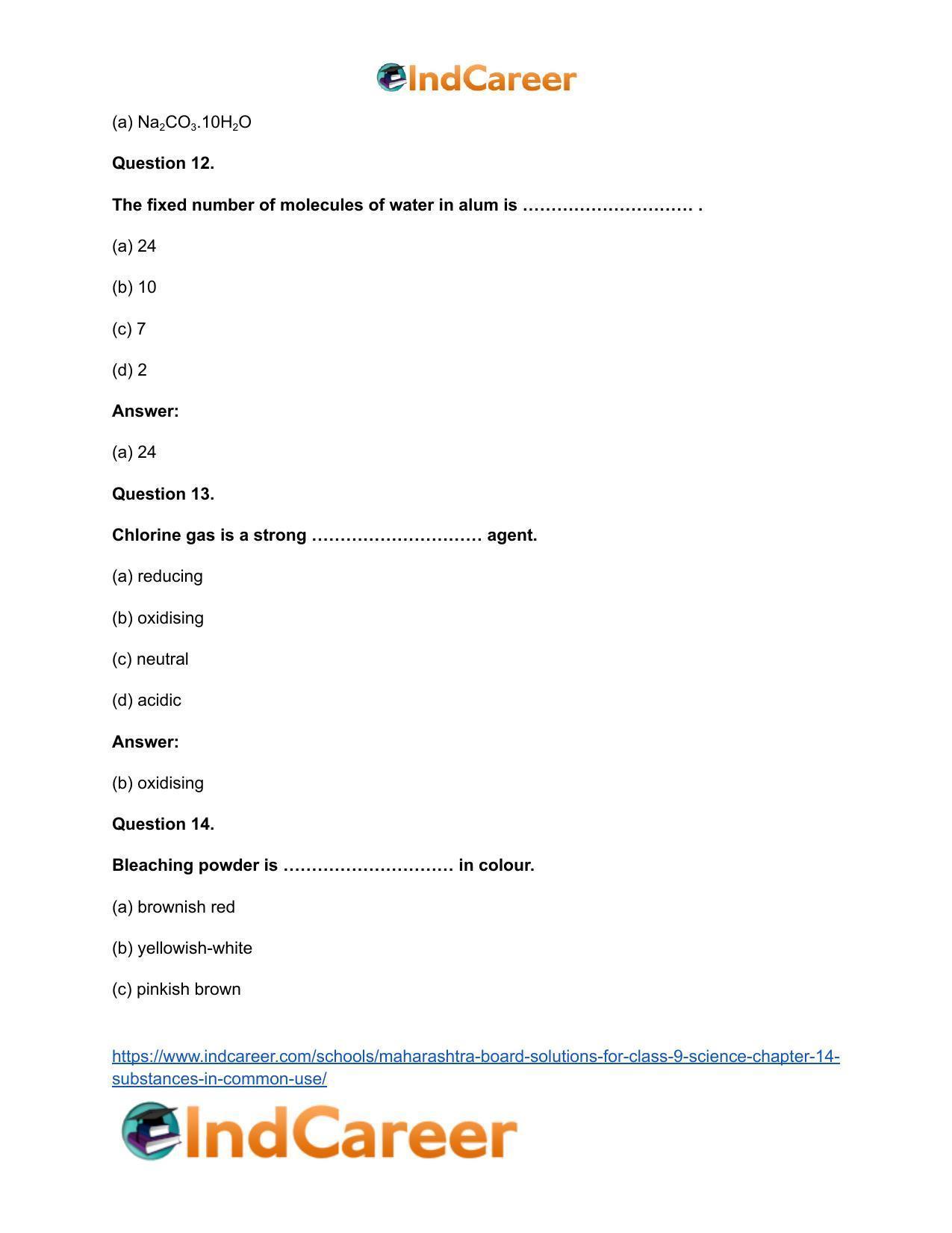 Maharashtra Board Solutions for Class 9- Science: Chapter 14- Substances in Common Use - Page 25