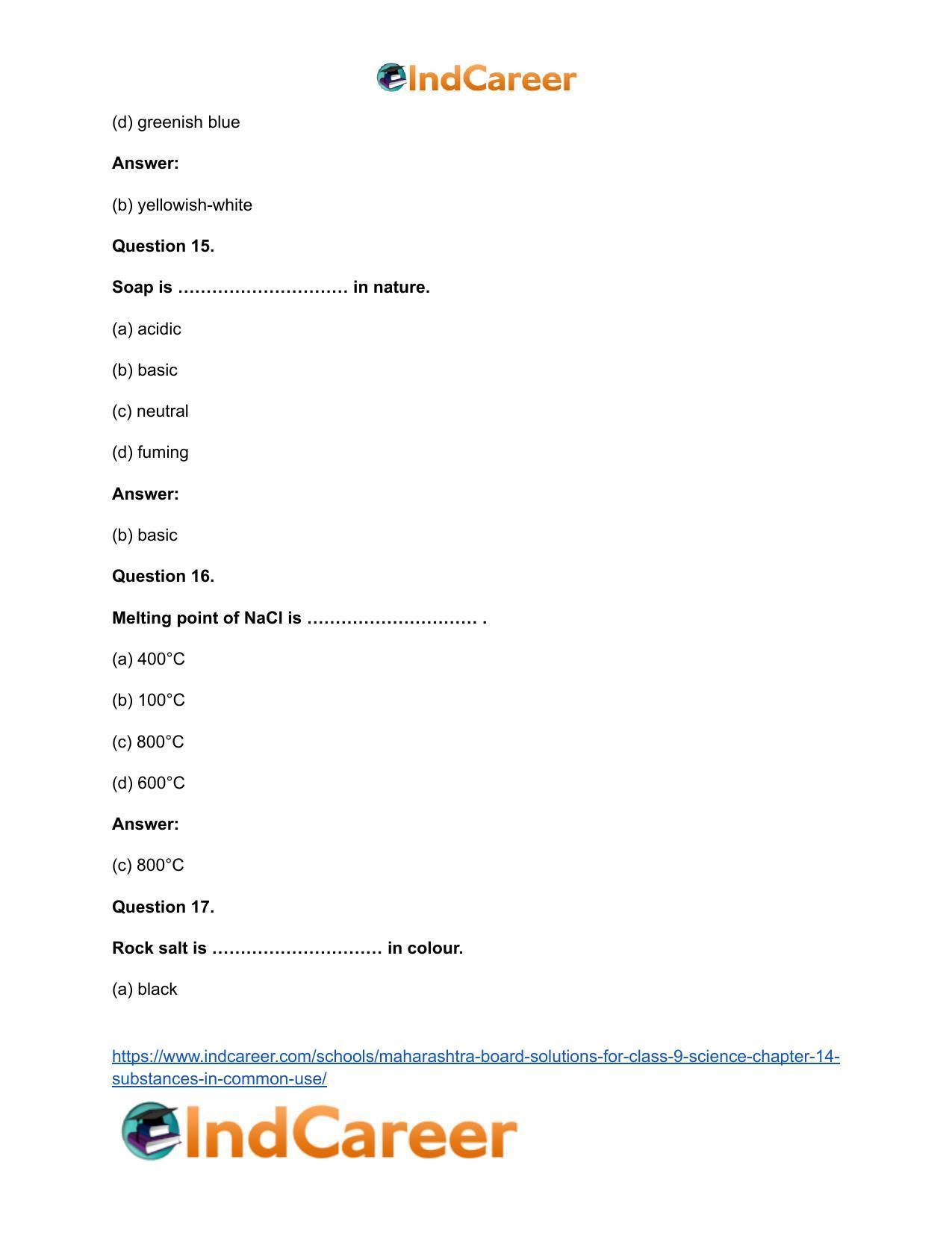 Maharashtra Board Solutions for Class 9- Science: Chapter 14- Substances in Common Use - Page 26