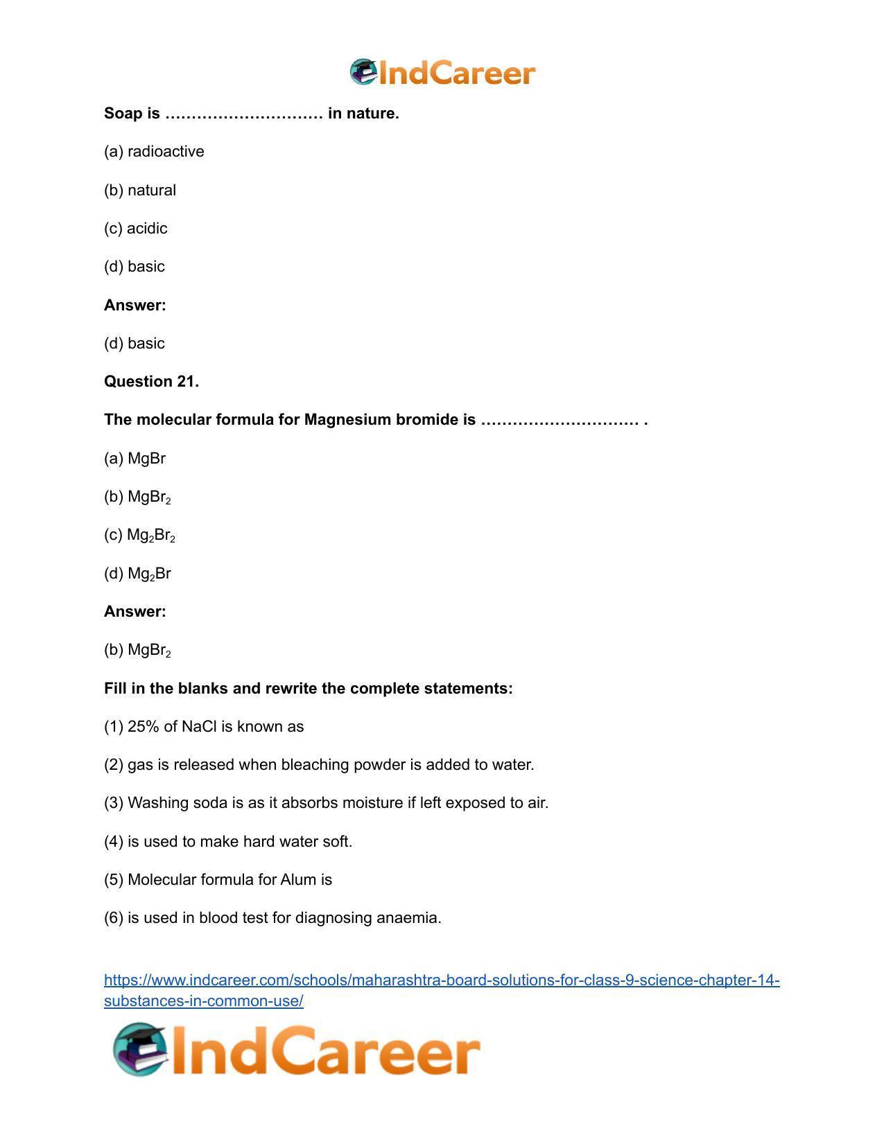 Maharashtra Board Solutions for Class 9- Science: Chapter 14- Substances in Common Use - Page 28