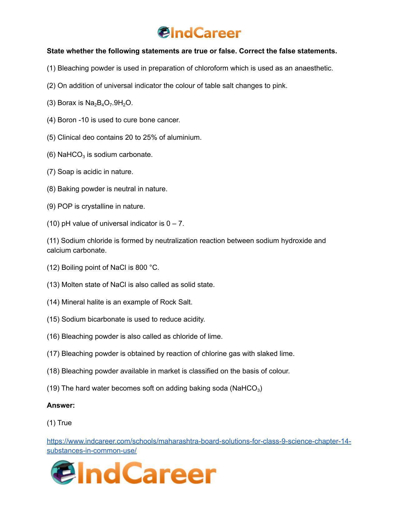 Maharashtra Board Solutions for Class 9- Science: Chapter 14- Substances in Common Use - Page 30