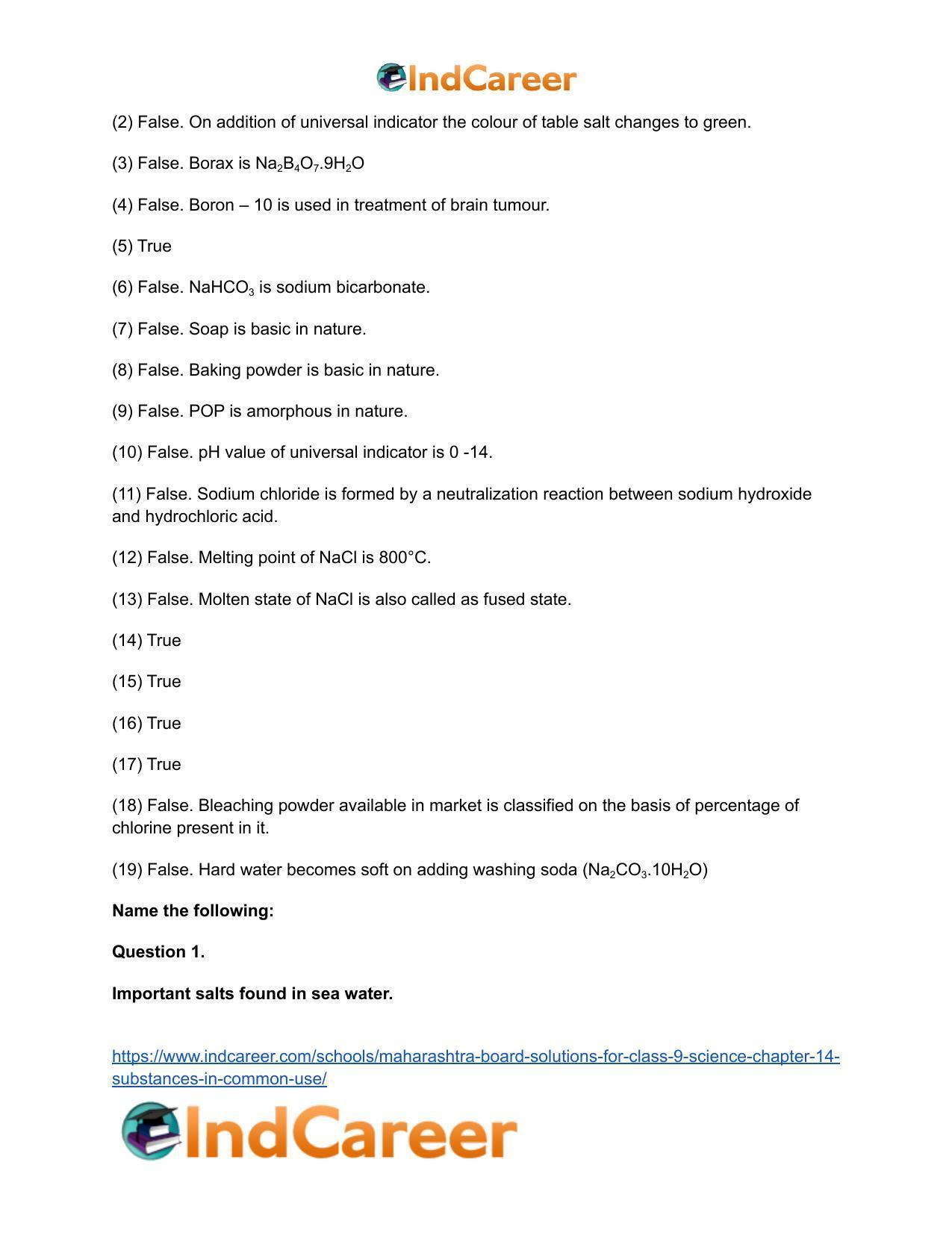 Maharashtra Board Solutions for Class 9- Science: Chapter 14- Substances in Common Use - Page 31