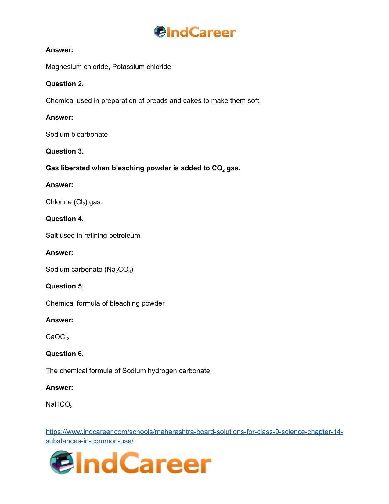 Maharashtra Board Solutions for Class 9- Science: Chapter 14- Substances in Common Use - Page 32