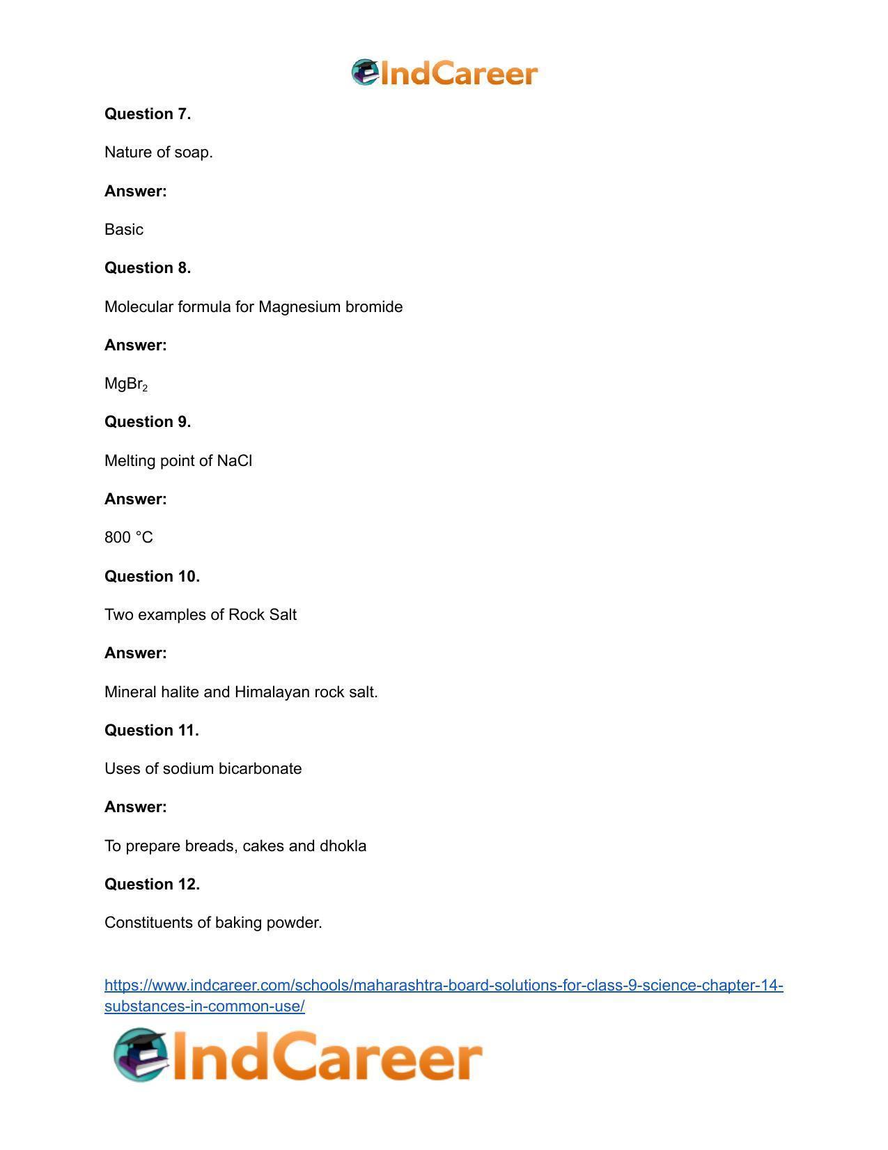 Maharashtra Board Solutions for Class 9- Science: Chapter 14- Substances in Common Use - Page 33