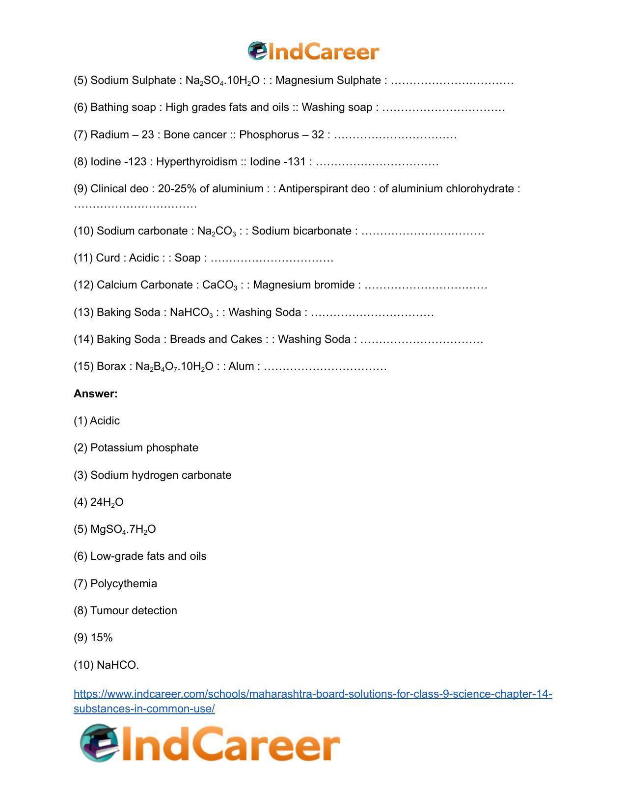 Maharashtra Board Solutions for Class 9- Science: Chapter 14- Substances in Common Use - Page 36