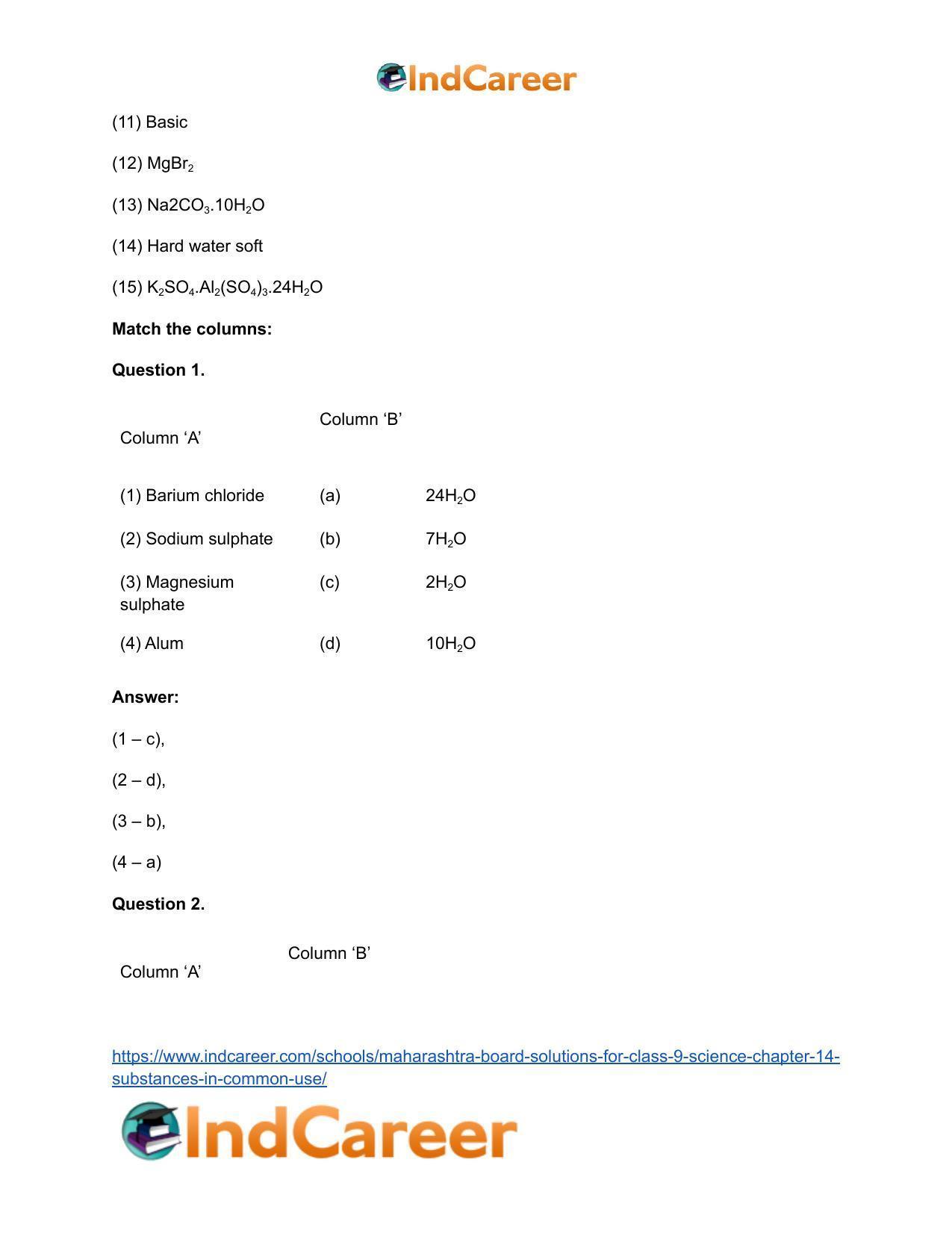Maharashtra Board Solutions for Class 9- Science: Chapter 14- Substances in Common Use - Page 37