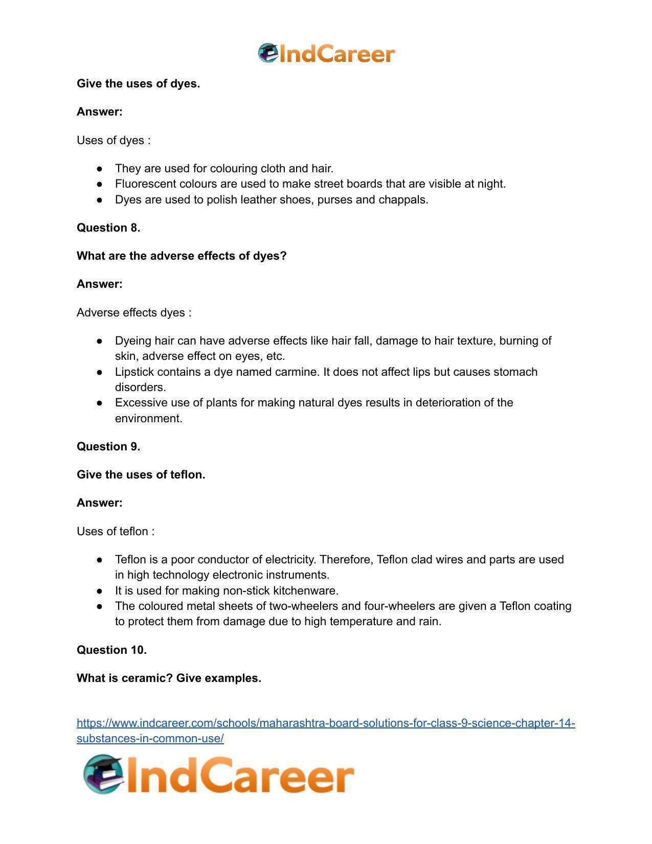 Maharashtra Board Solutions for Class 9- Science: Chapter 14- Substances in Common Use - Page 48