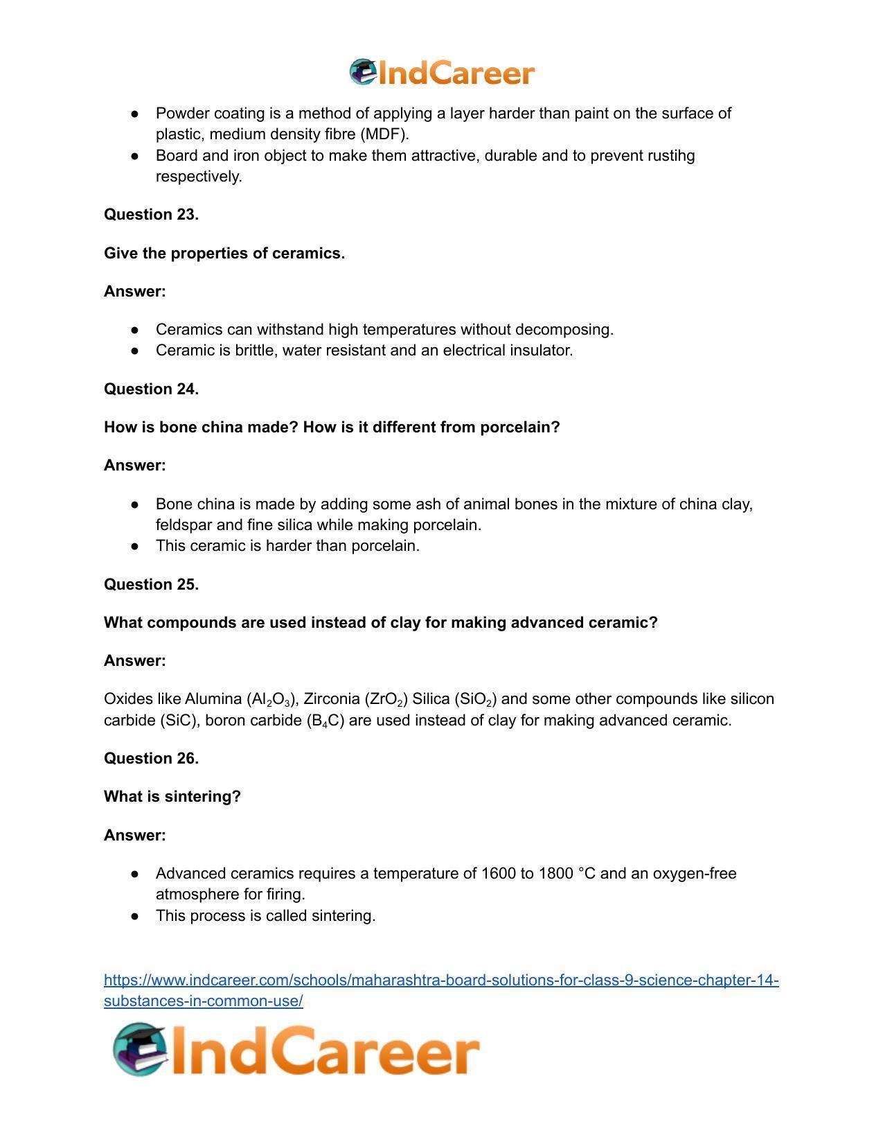 Maharashtra Board Solutions for Class 9- Science: Chapter 14- Substances in Common Use - Page 52
