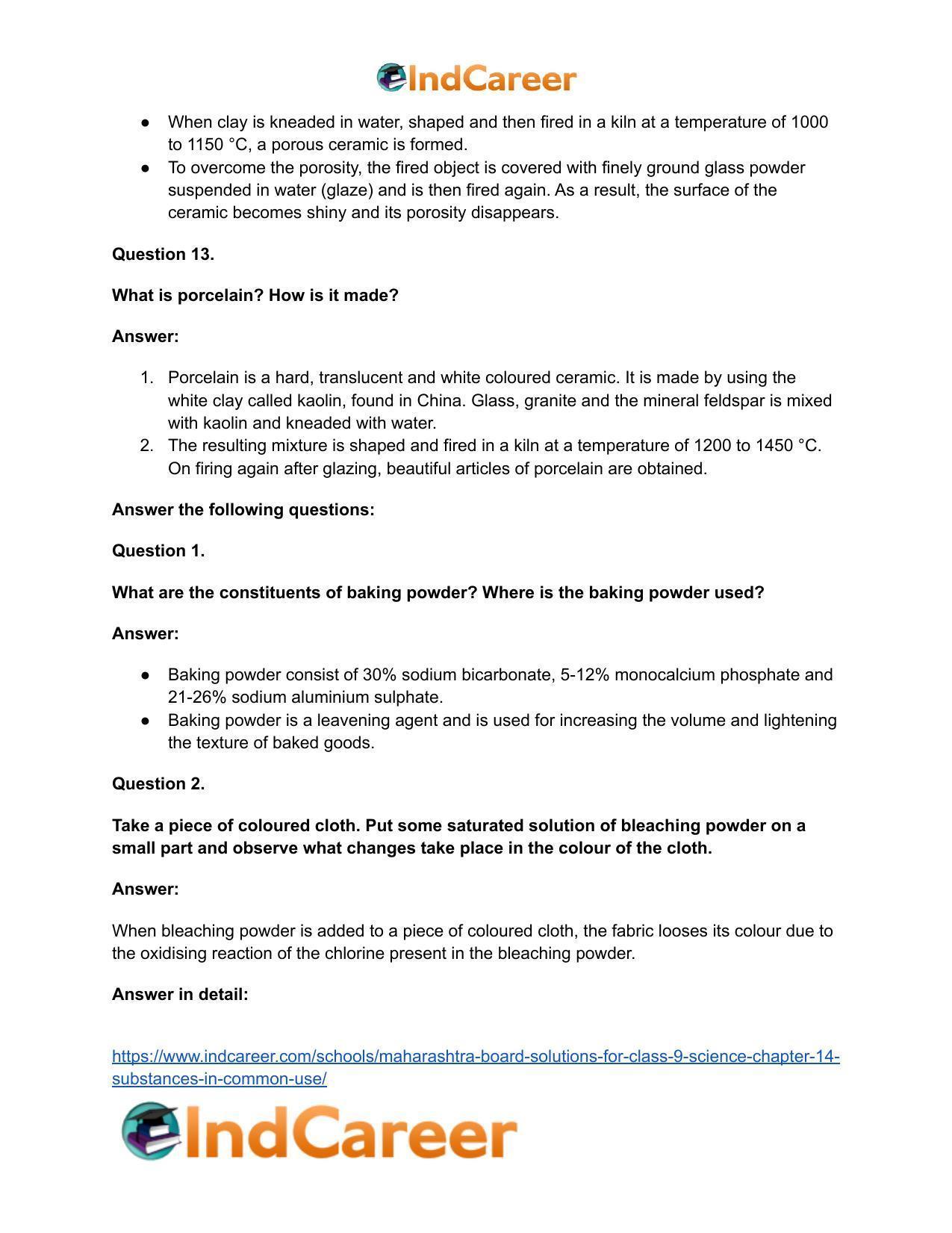 Maharashtra Board Solutions for Class 9- Science: Chapter 14- Substances in Common Use - Page 58