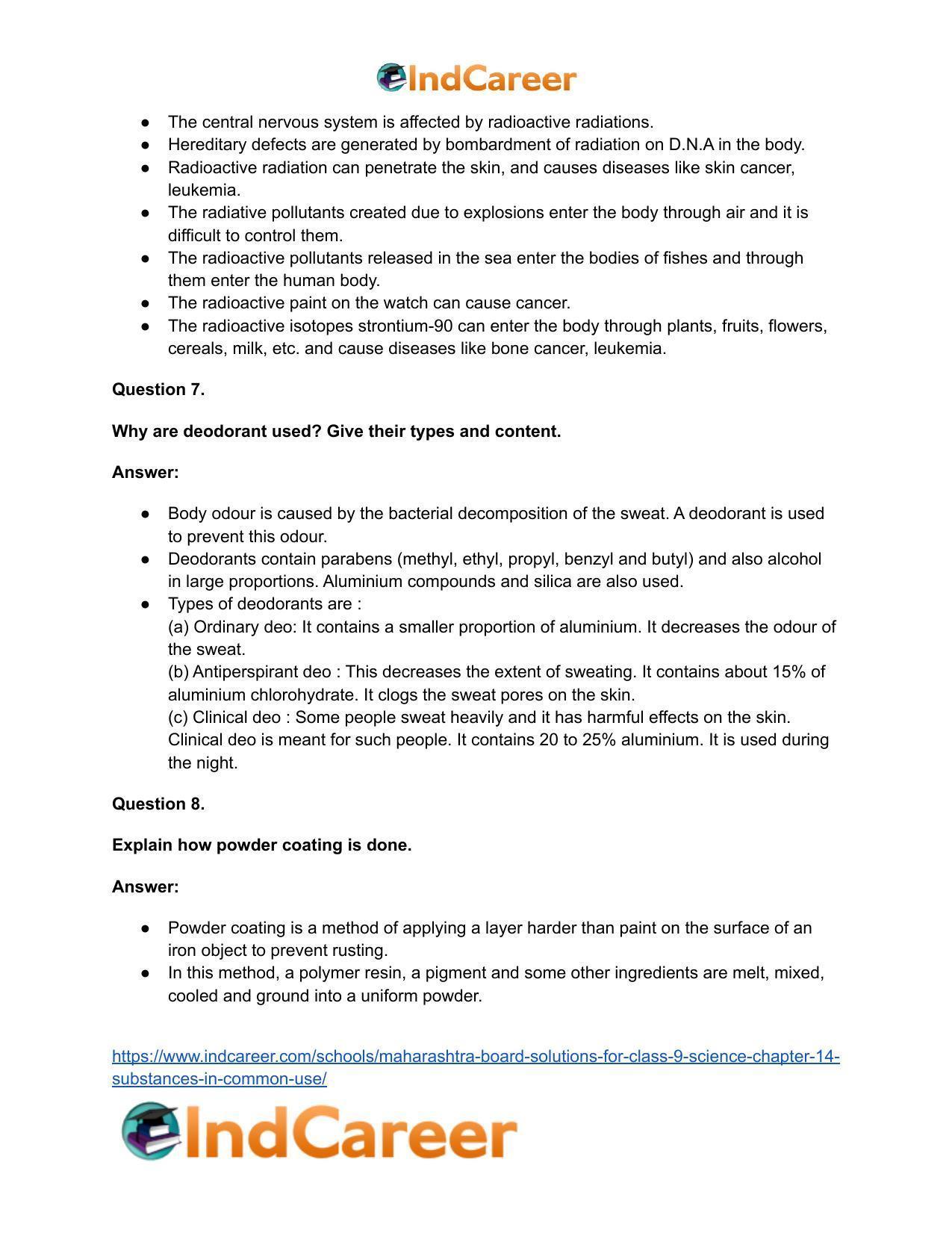 Maharashtra Board Solutions for Class 9- Science: Chapter 14- Substances in Common Use - Page 62