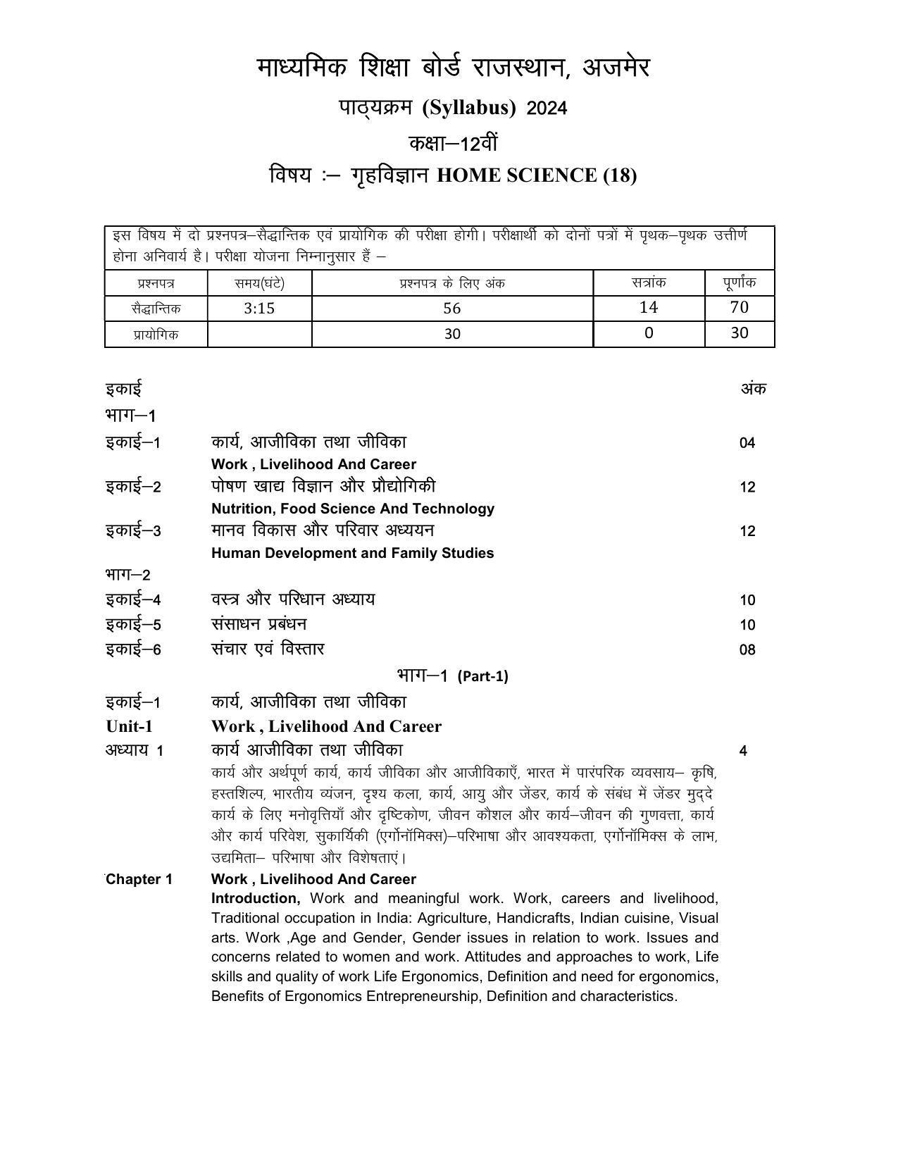 RBSE Class 12 Hindi compulsory Syllabus 2024 - Page 50