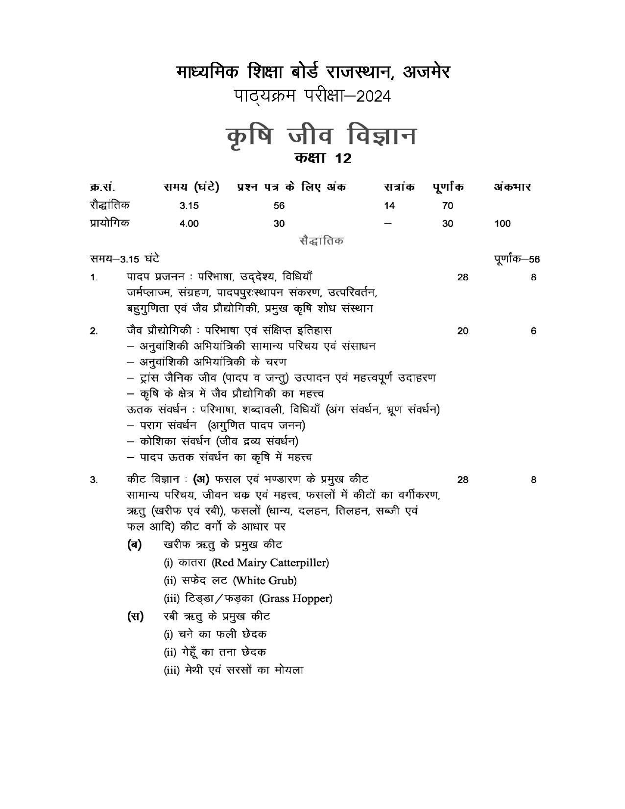 RBSE Class 12 Hindi compulsory Syllabus 2024 - Page 102