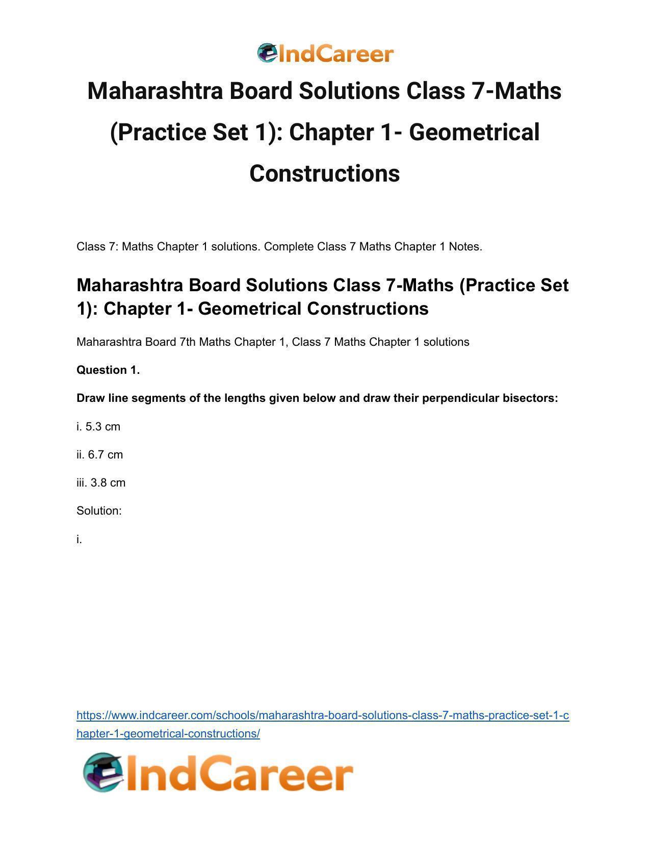 Maharashtra Board Solutions Class 7-Maths (Practice Set 1): Chapter 1- Geometrical Constructions - Page 2