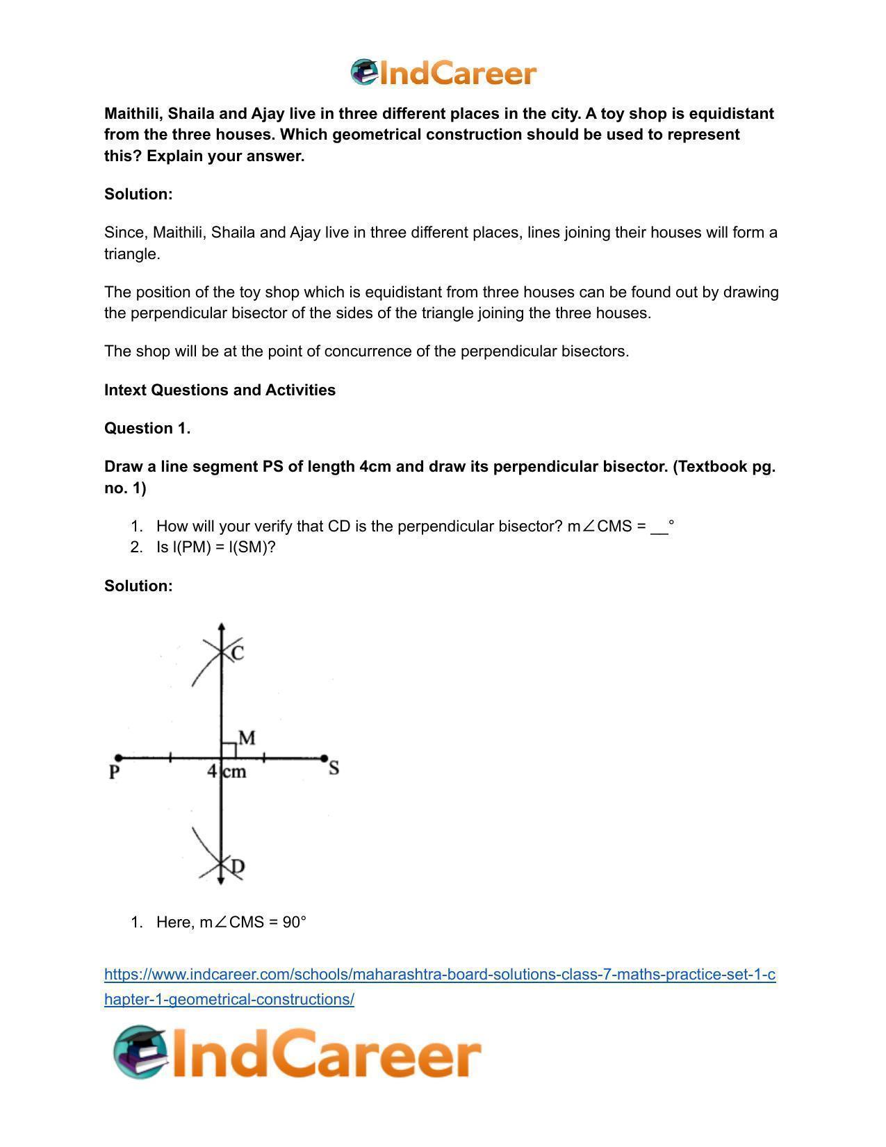Maharashtra Board Solutions Class 7-Maths (Practice Set 1): Chapter 1- Geometrical Constructions - Page 8