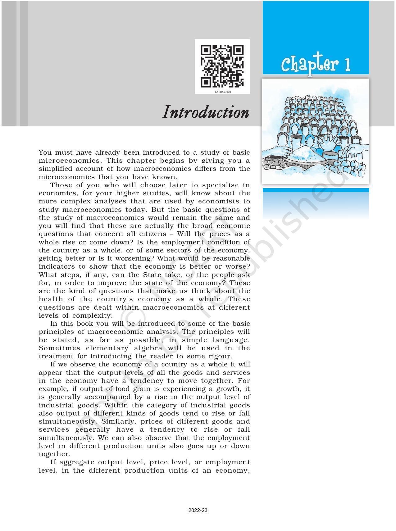 NCERT Book for Class 12 Economics (Macroeconomics) Chapter 1 Introduction to Macro Economics - Page 1