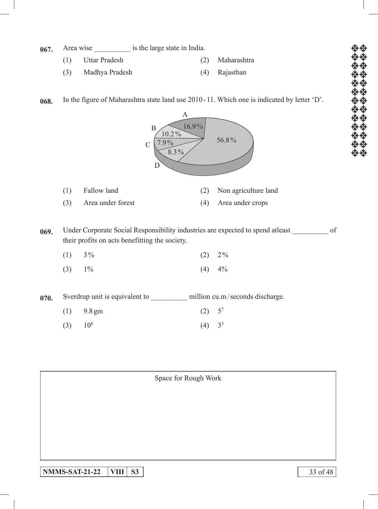 SAT HINDI 2021-22 Class 8 Maharashtra NMMS Question Papers - Page 33