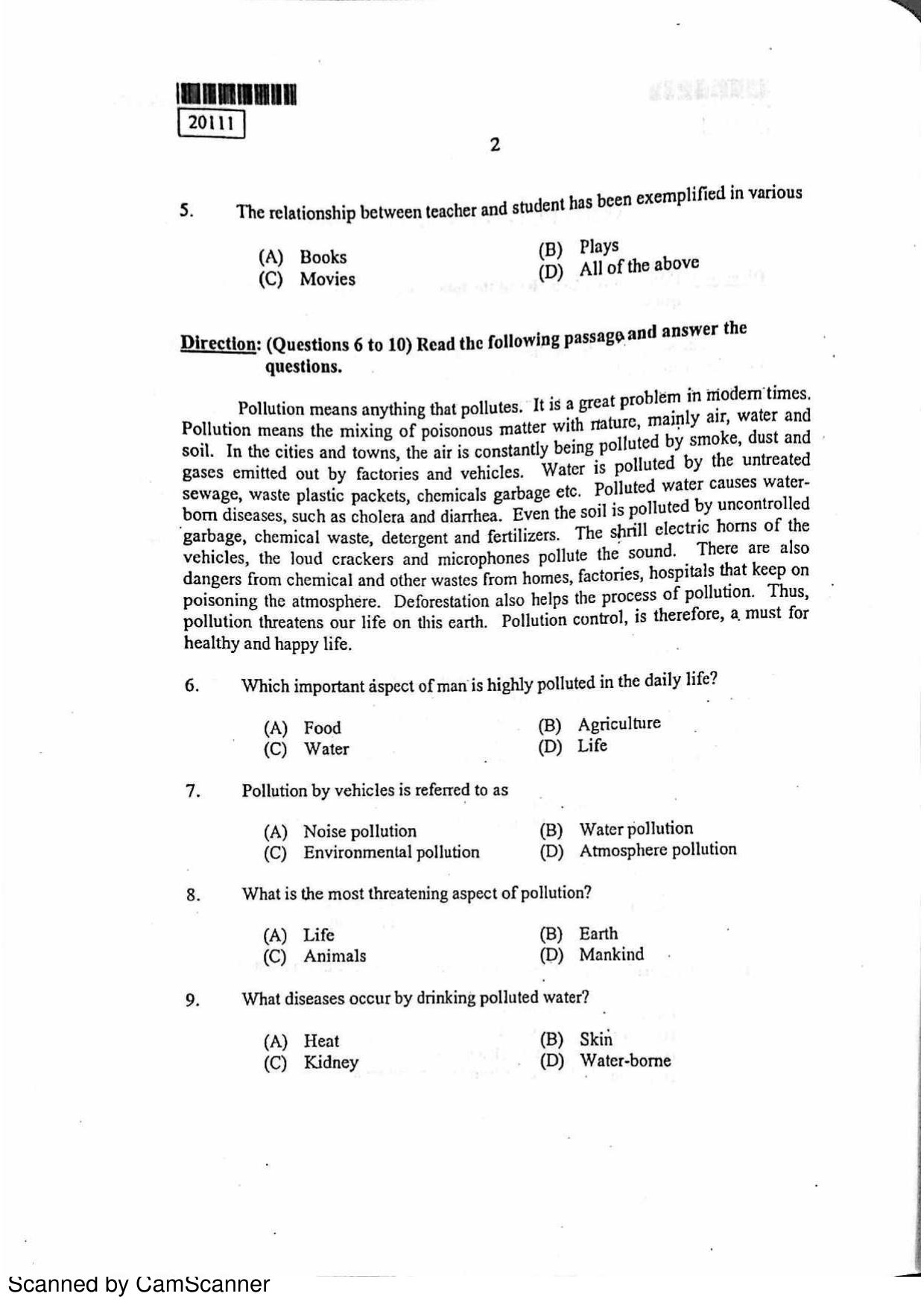CUSAT CAT 2011 BBA LLB Question Paper - Page 3