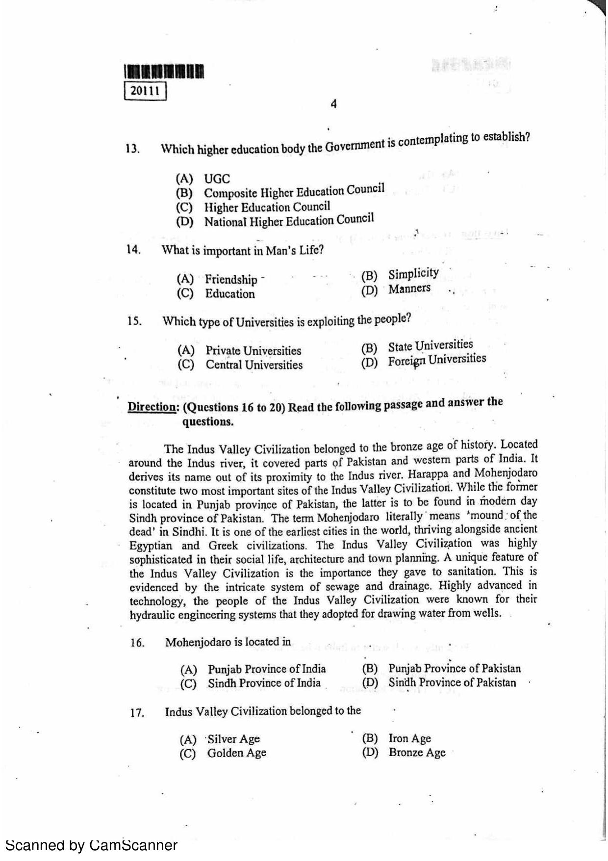 CUSAT CAT 2011 BBA LLB Question Paper - Page 5