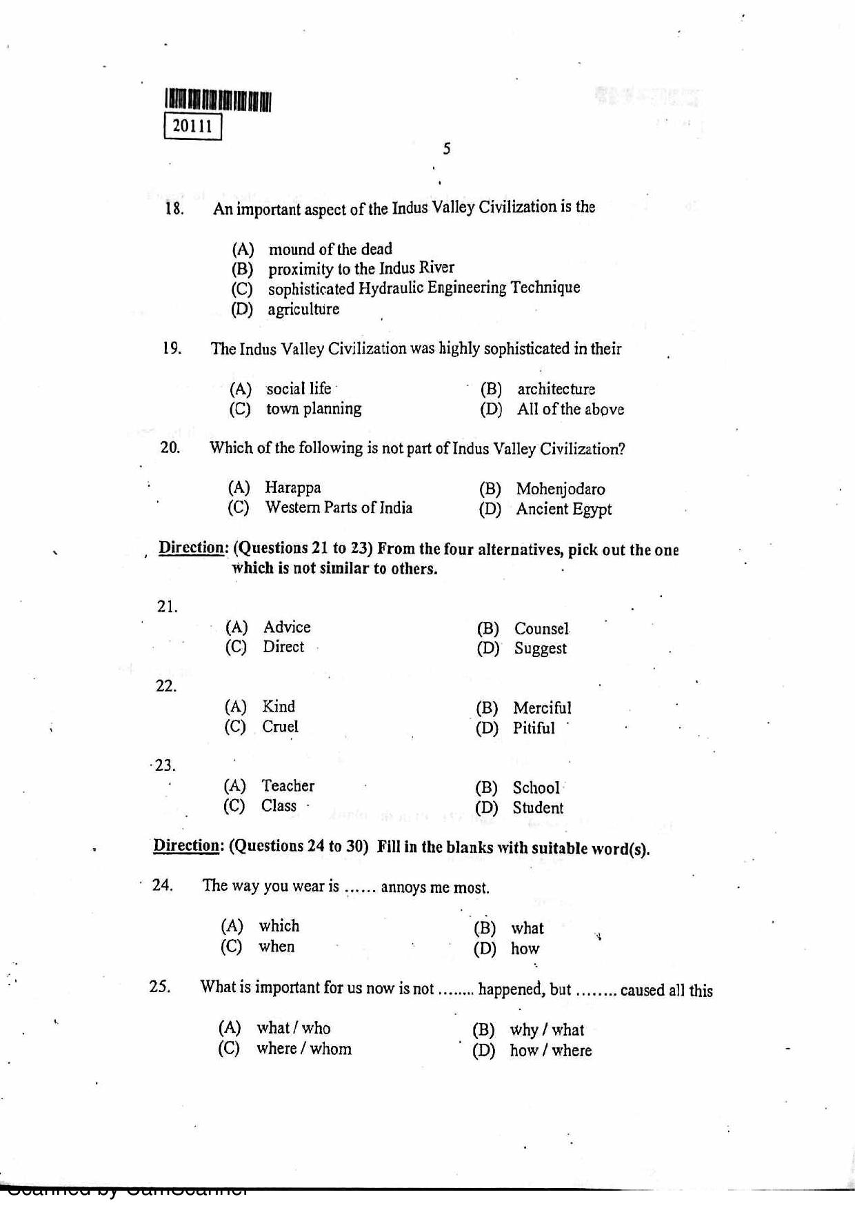 CUSAT CAT 2011 BBA LLB Question Paper - Page 6