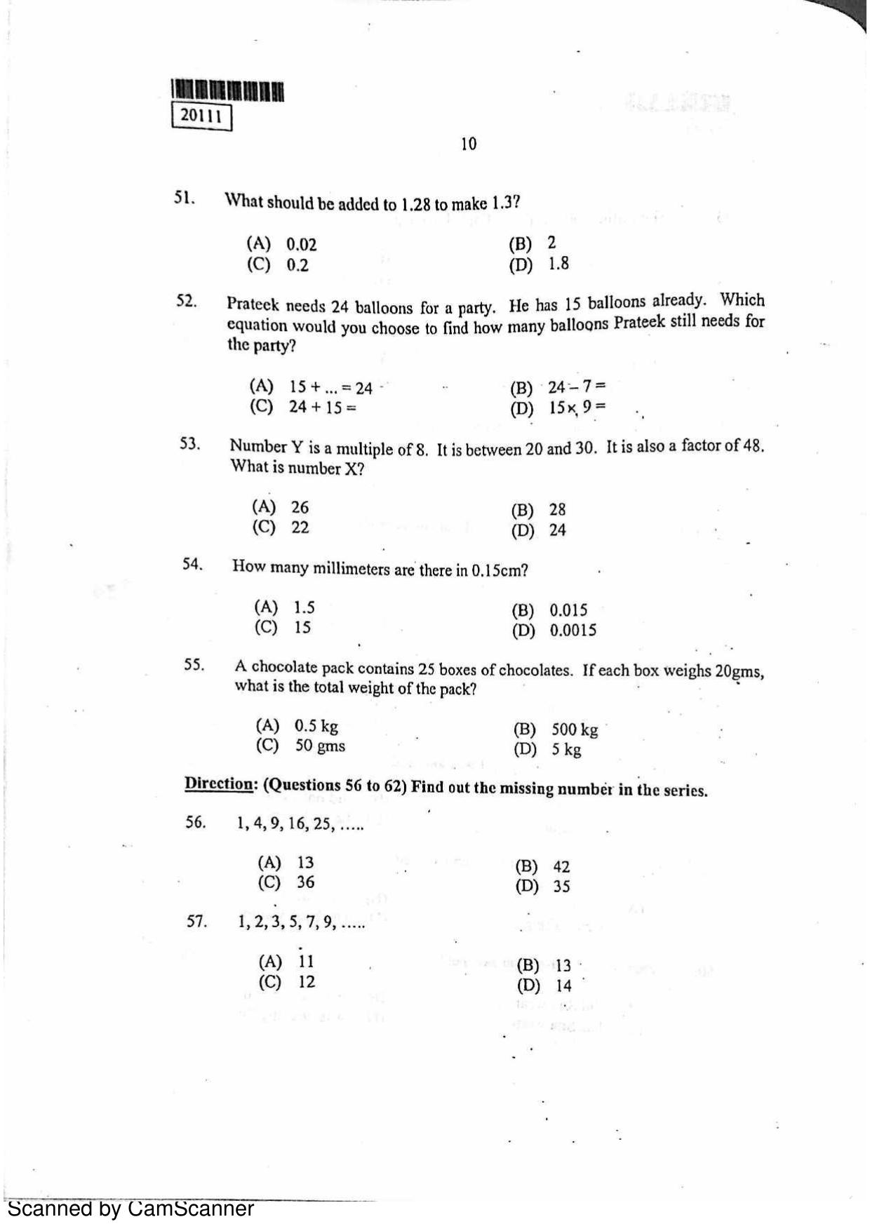 CUSAT CAT 2011 BBA LLB Question Paper - Page 11