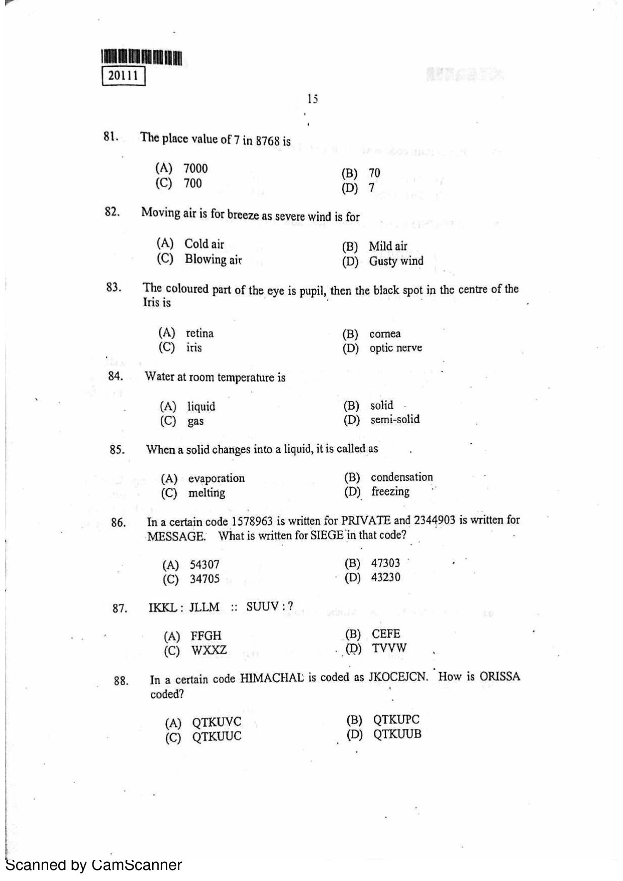 CUSAT CAT 2011 BBA LLB Question Paper - Page 16