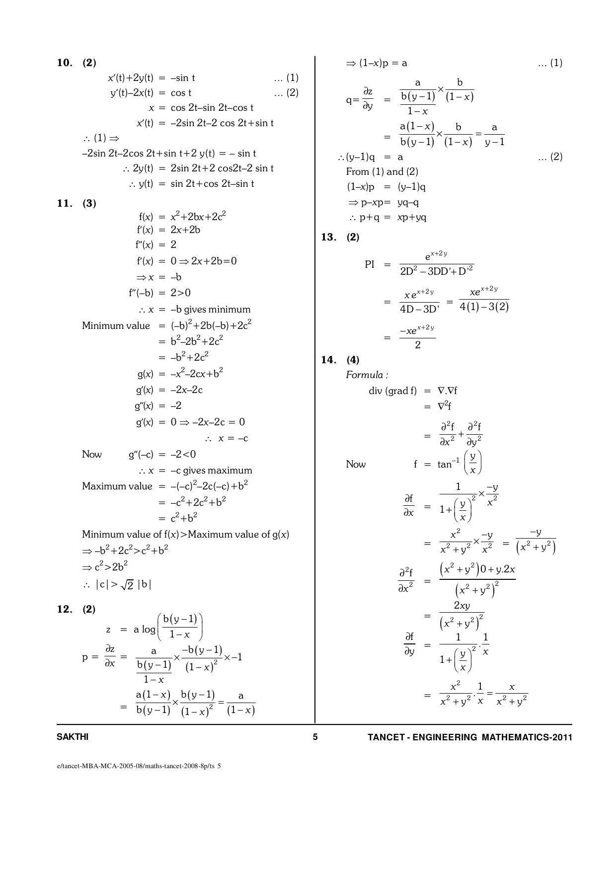 TANCET Engineering Mathematics Question Papers 2011 - Page 5