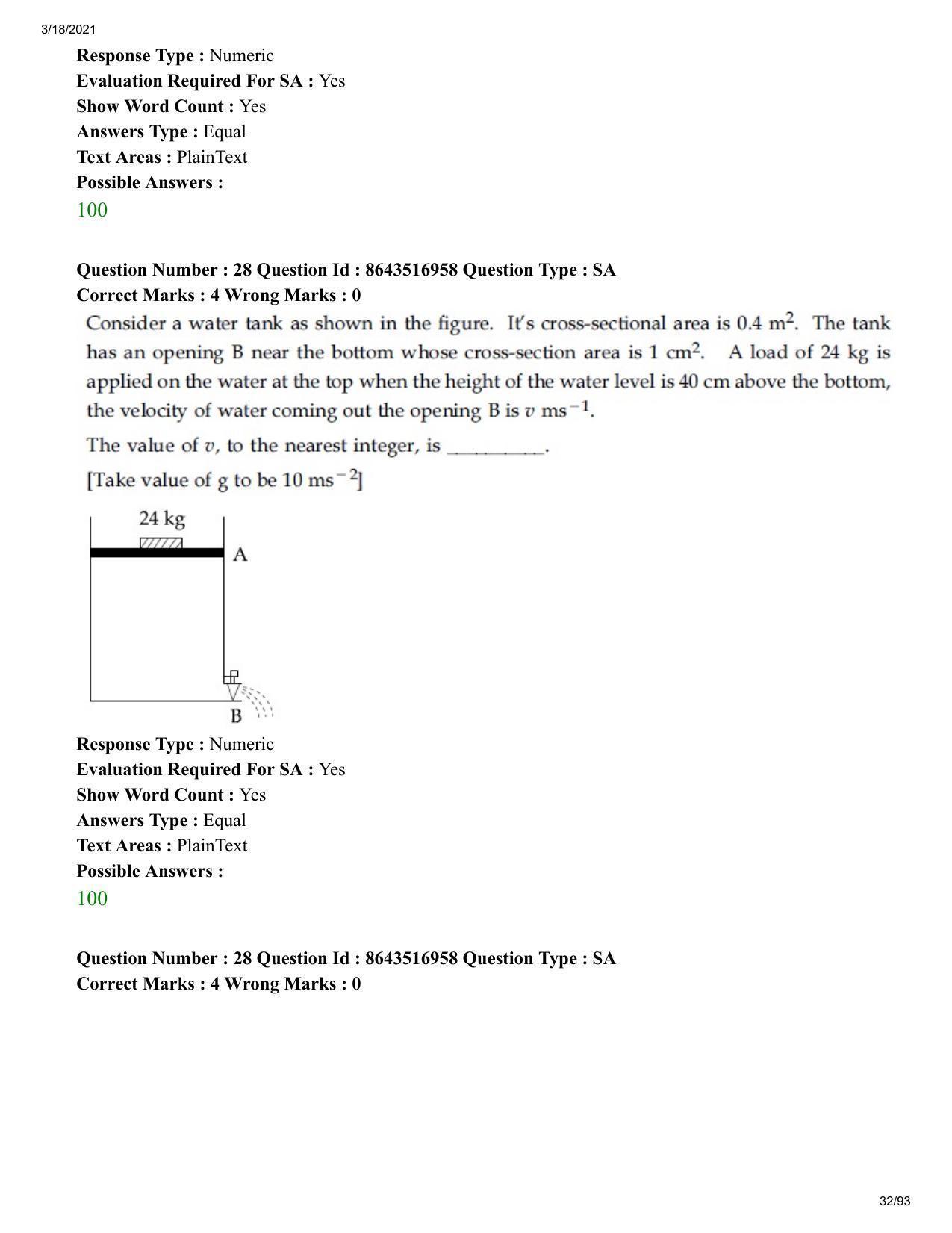 JEE Mains 2021: BTech EU (Shift 2) 18-03-2021 Question Paper - Page 32