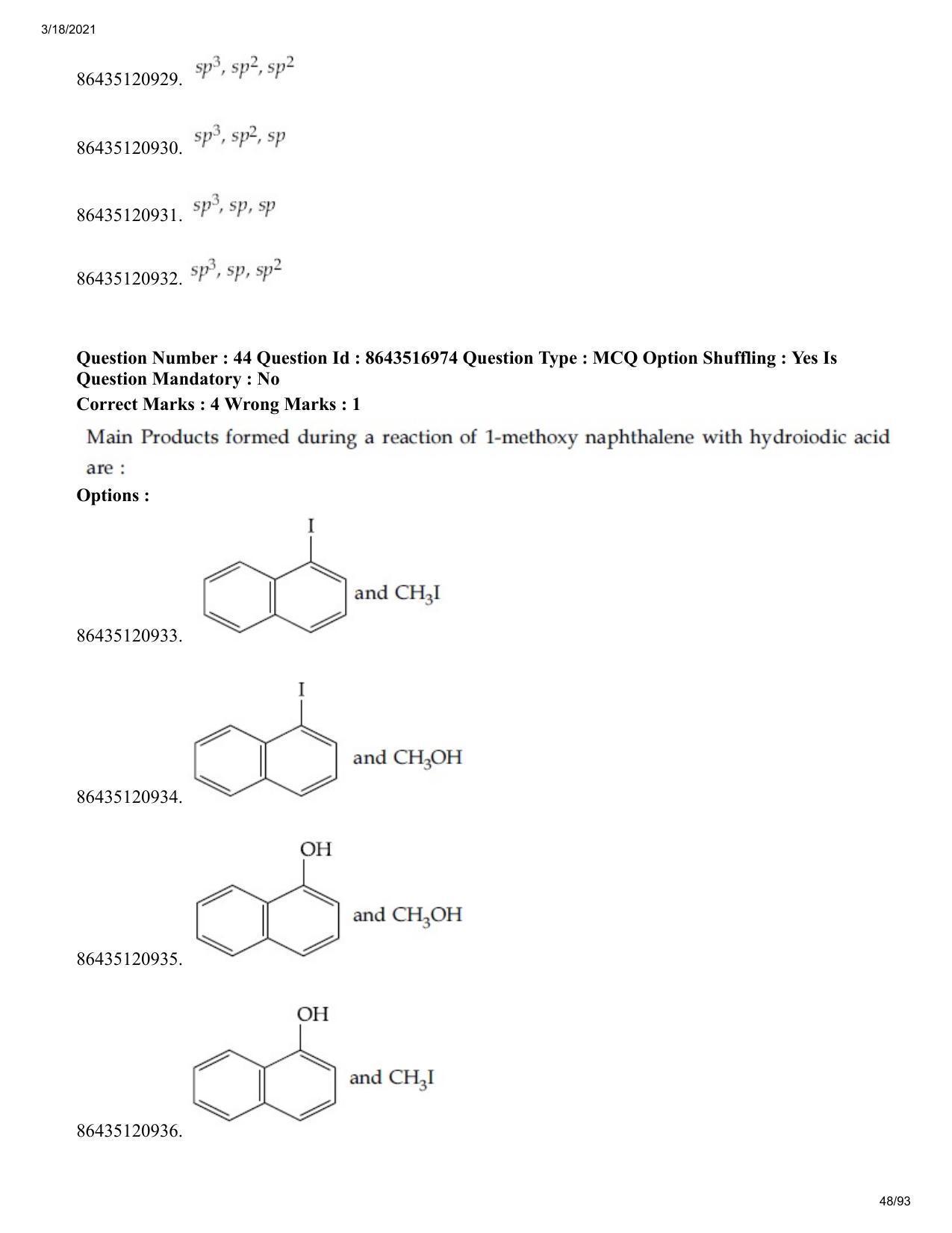 JEE Mains 2021: BTech EU (Shift 2) 18-03-2021 Question Paper - Page 48