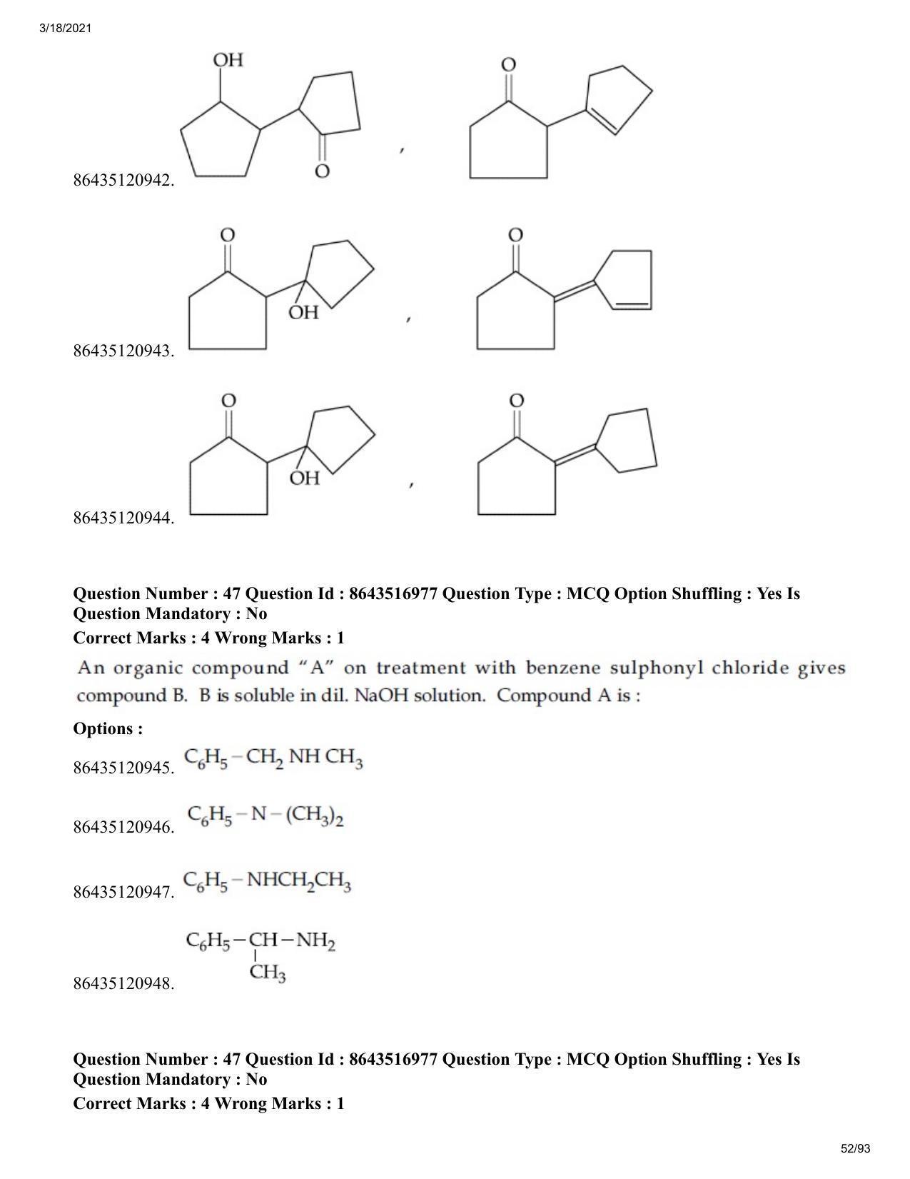 JEE Mains 2021: BTech EU (Shift 2) 18-03-2021 Question Paper - Page 52