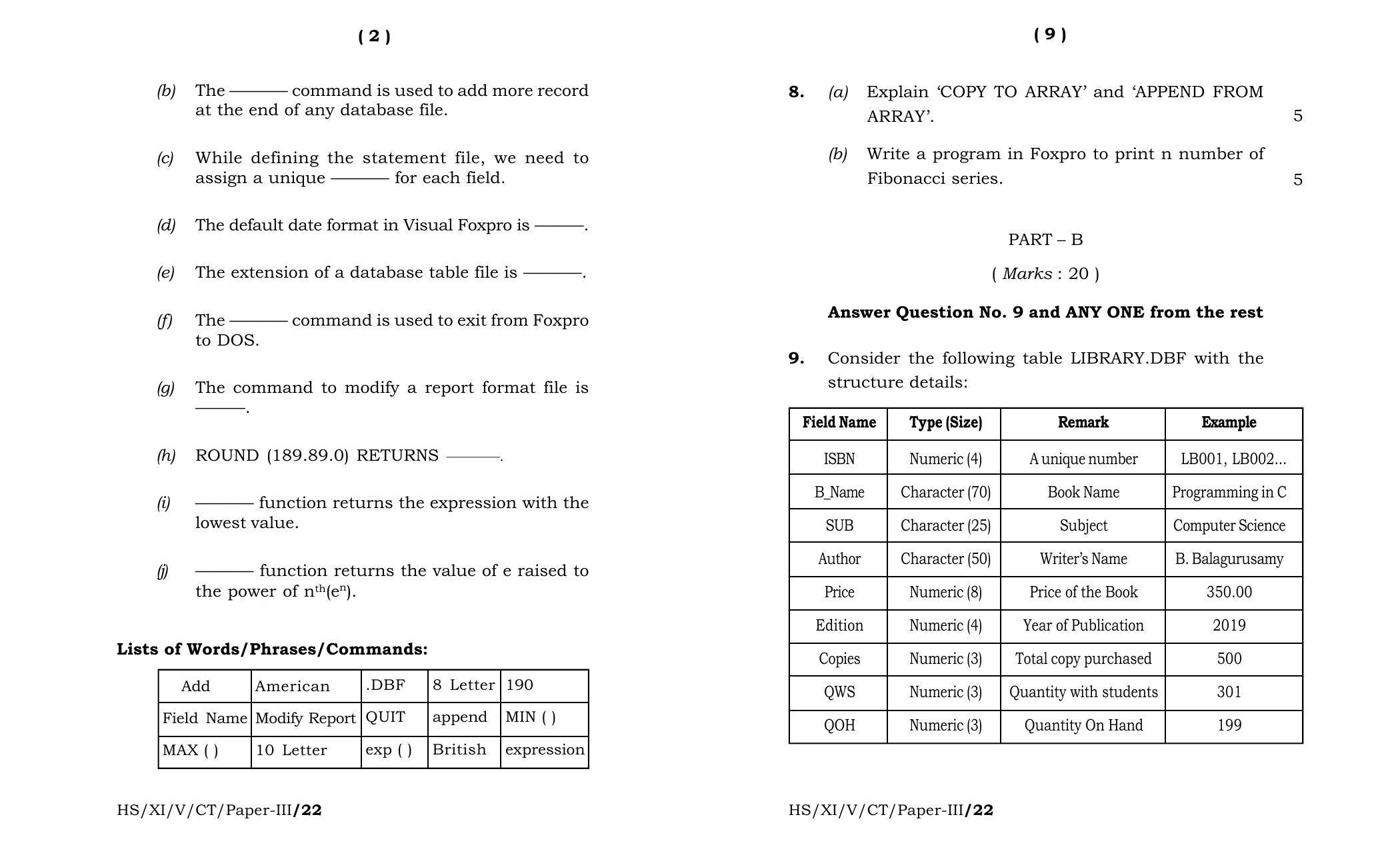 Meghalaya Board (MBOSE) Class 11 Computer Technique Paper III (theory) 2022 Question Paper - Page 5
