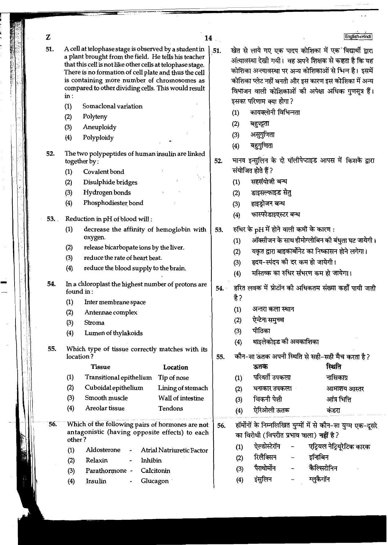 NEET Code B/ Q/ X 2016 Question Paper - Page 54