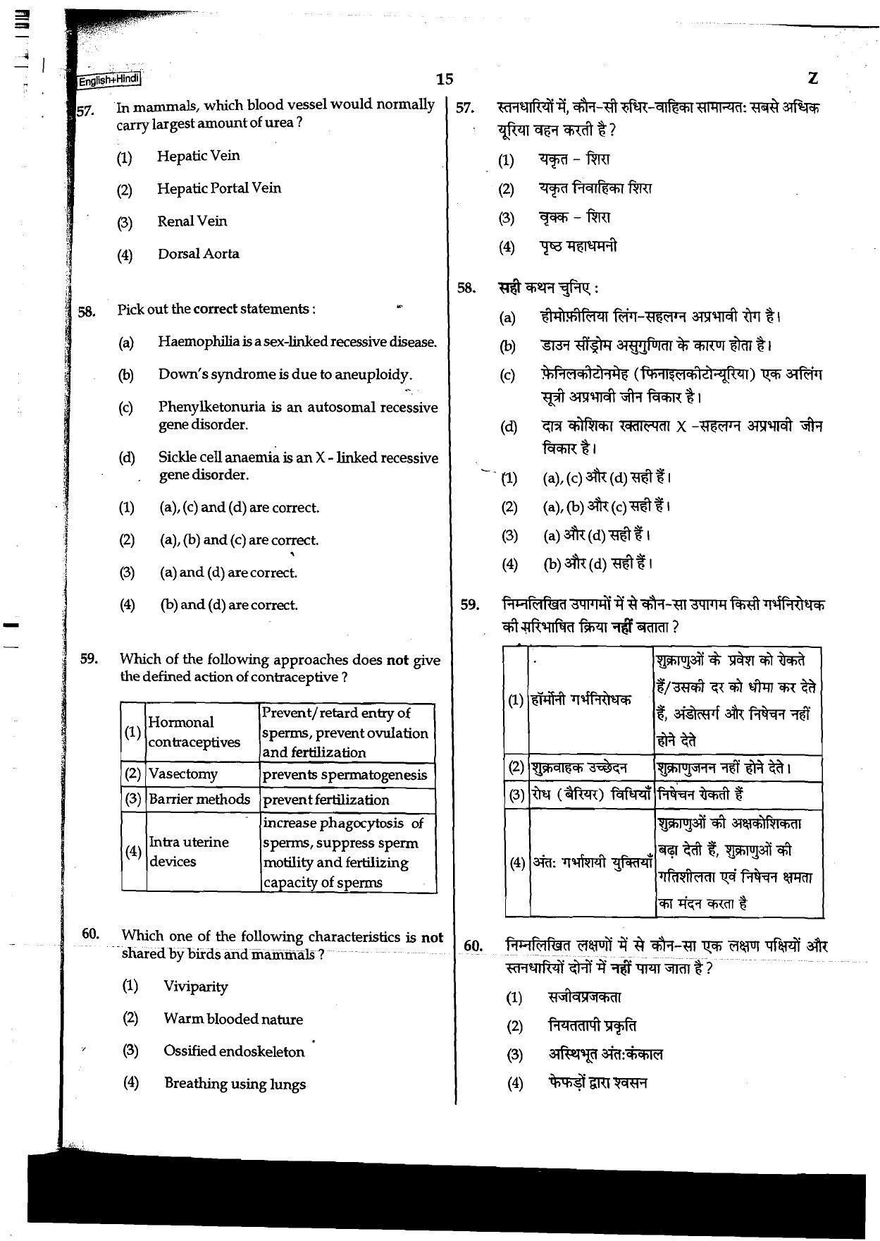 NEET Code B/ Q/ X 2016 Question Paper - Page 55
