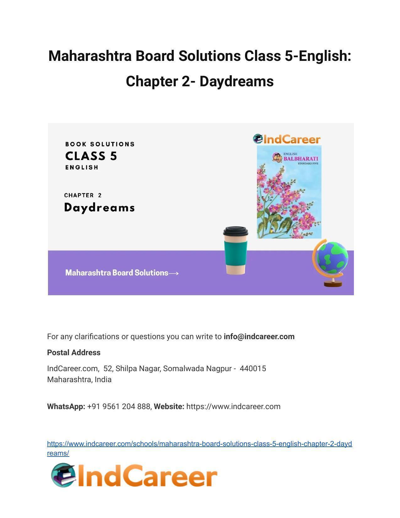 Maharashtra Board Solutions Class 5-English: Chapter 2- Daydreams - Page 1