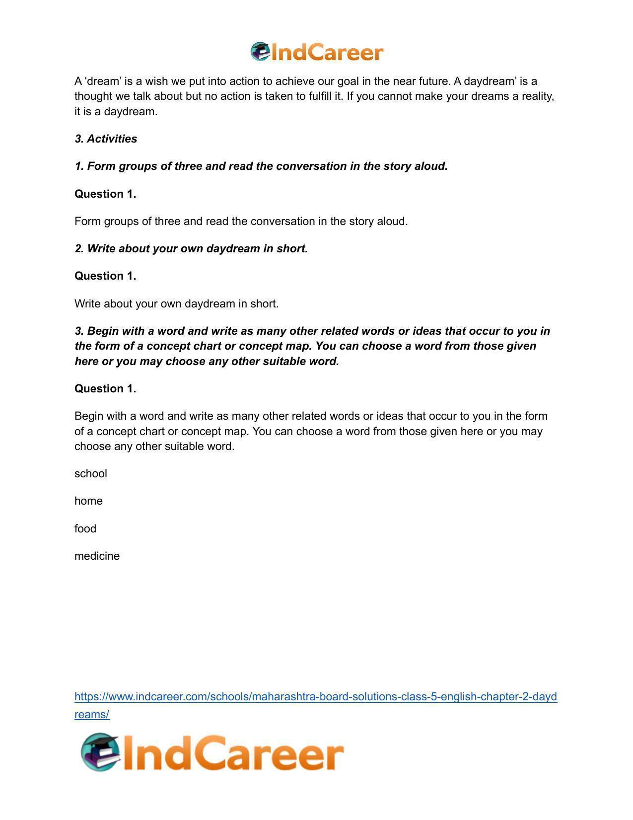 Maharashtra Board Solutions Class 5-English: Chapter 2- Daydreams - Page 4