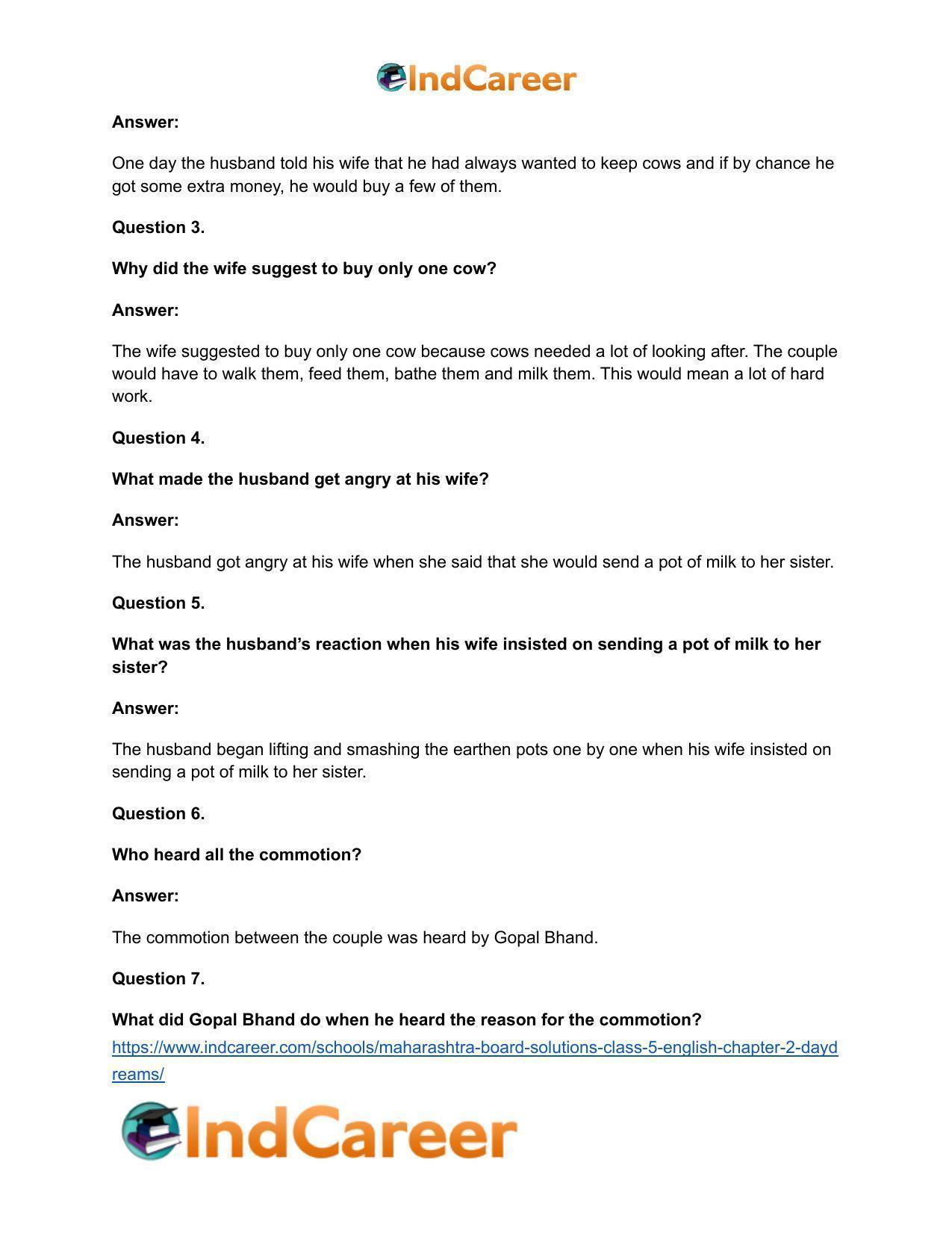 Maharashtra Board Solutions Class 5-English: Chapter 2- Daydreams - Page 11