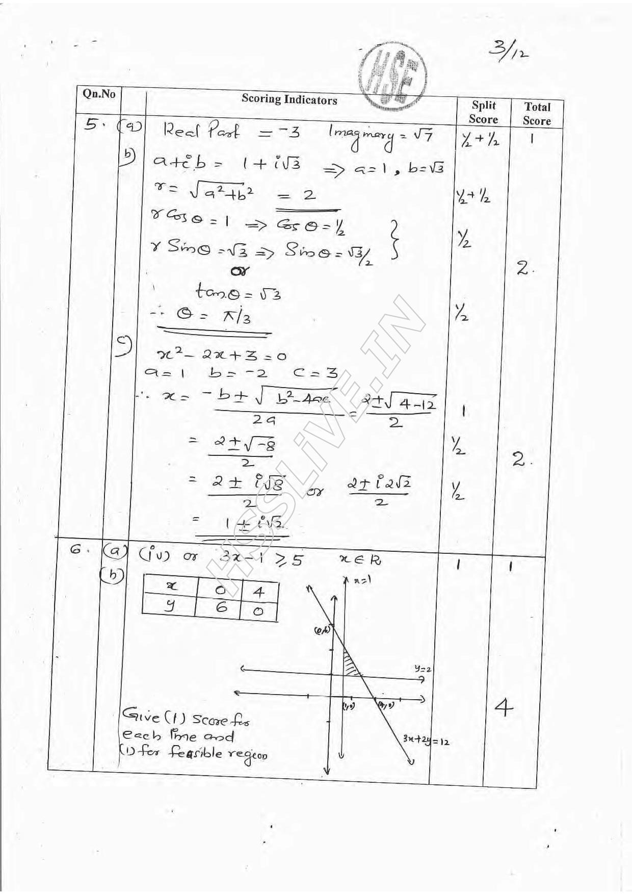 Kerala Plus One 2016 Maths (Science) Answer Key - Page 3