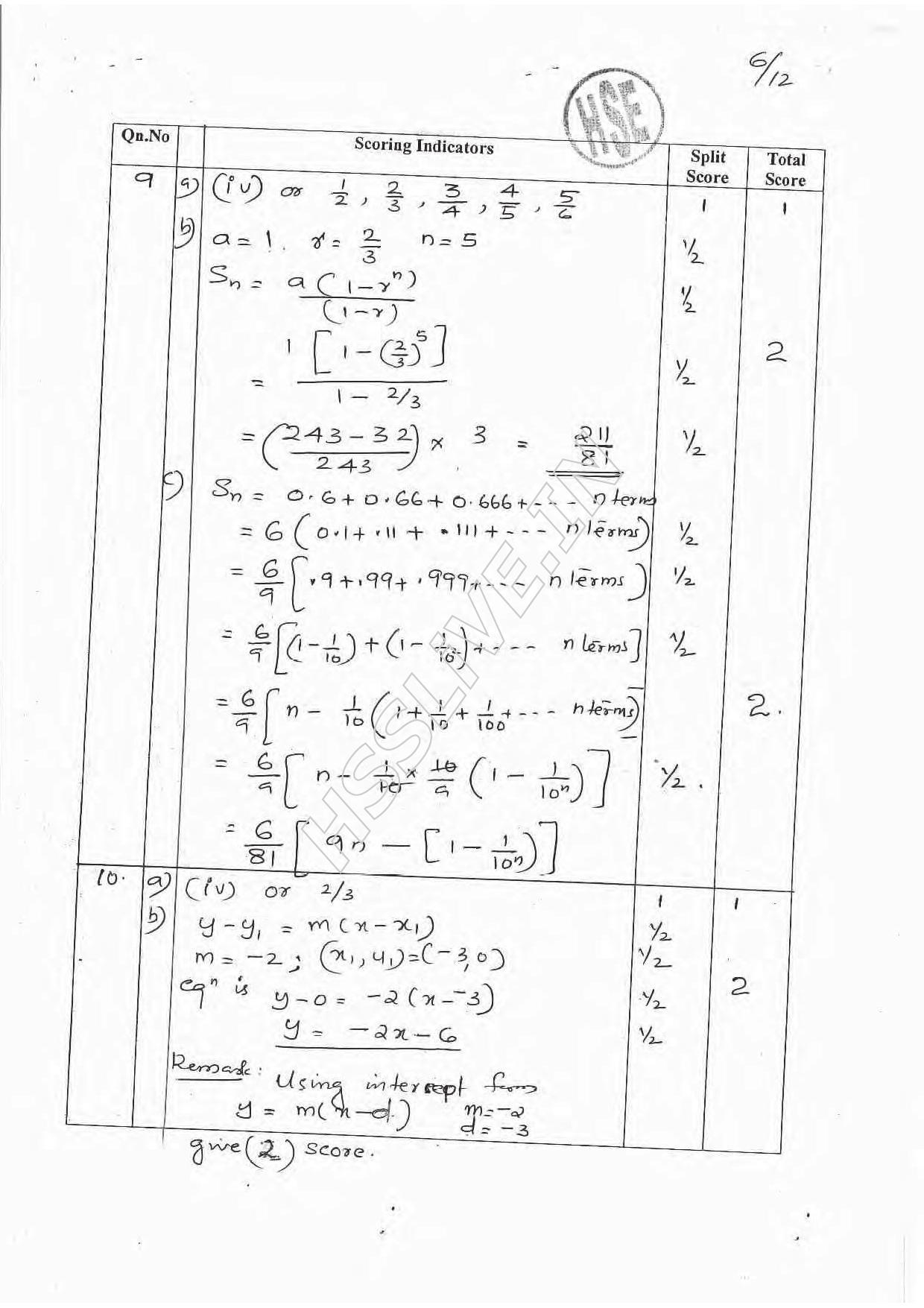 Kerala Plus One 2016 Maths (Science) Answer Key - Page 6