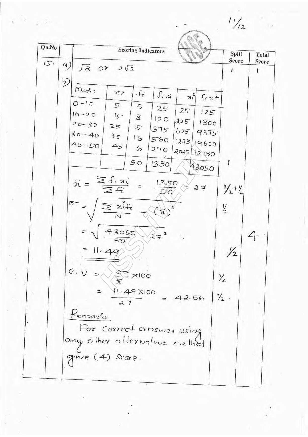 Kerala Plus One 2016 Maths (Science) Answer Key - Page 11