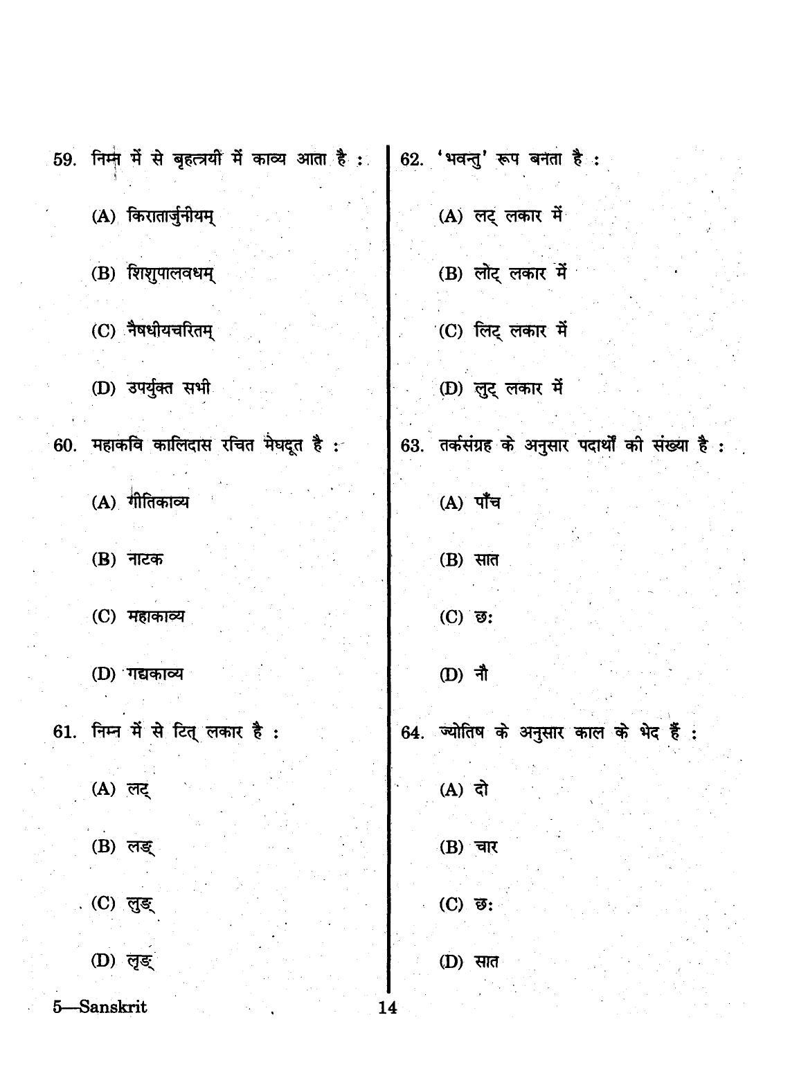 URATPG 2015 Sanskrit Question Paper - Page 14