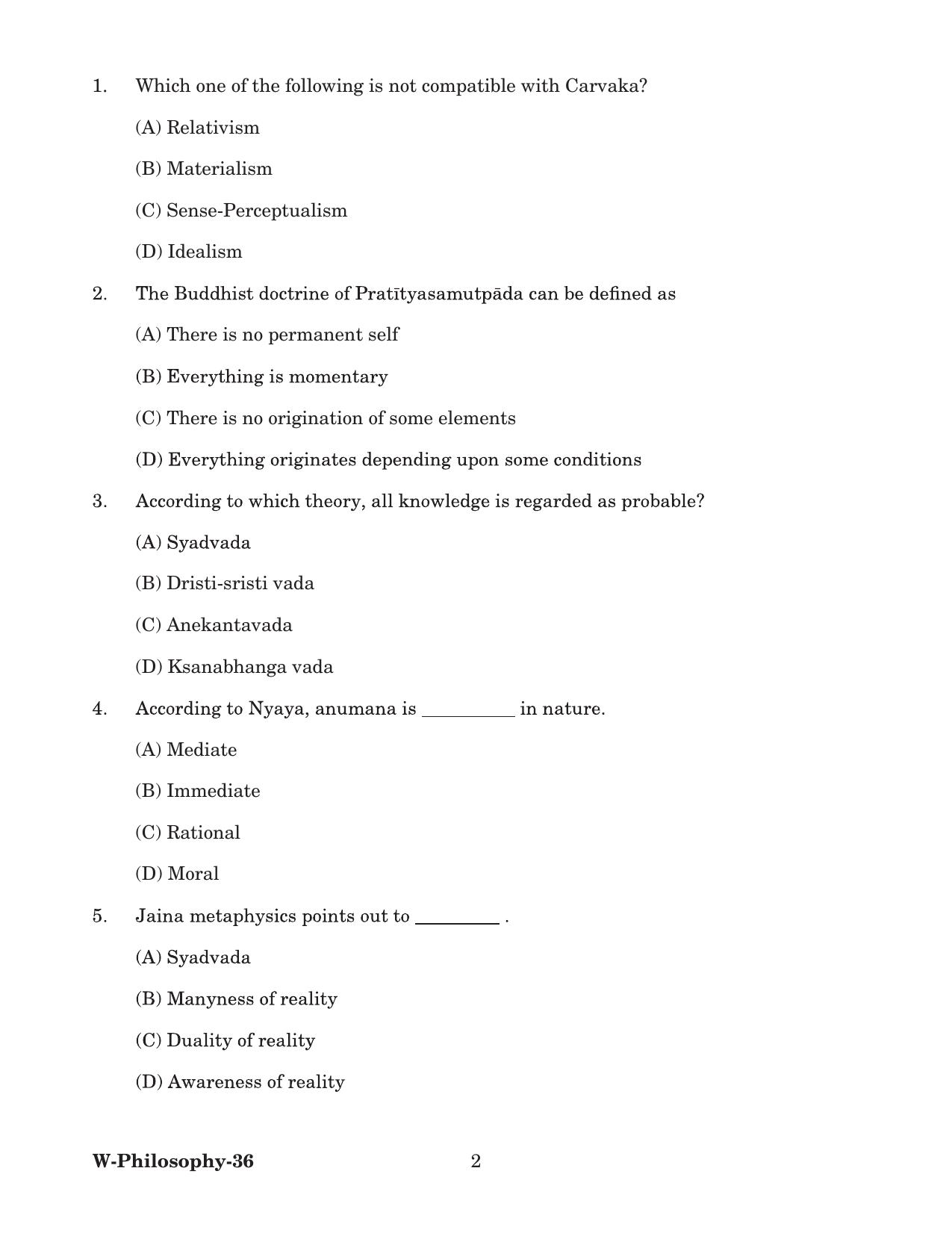 Odisha CPET 2022 PHILOSOPHY Question Paper - Page 2