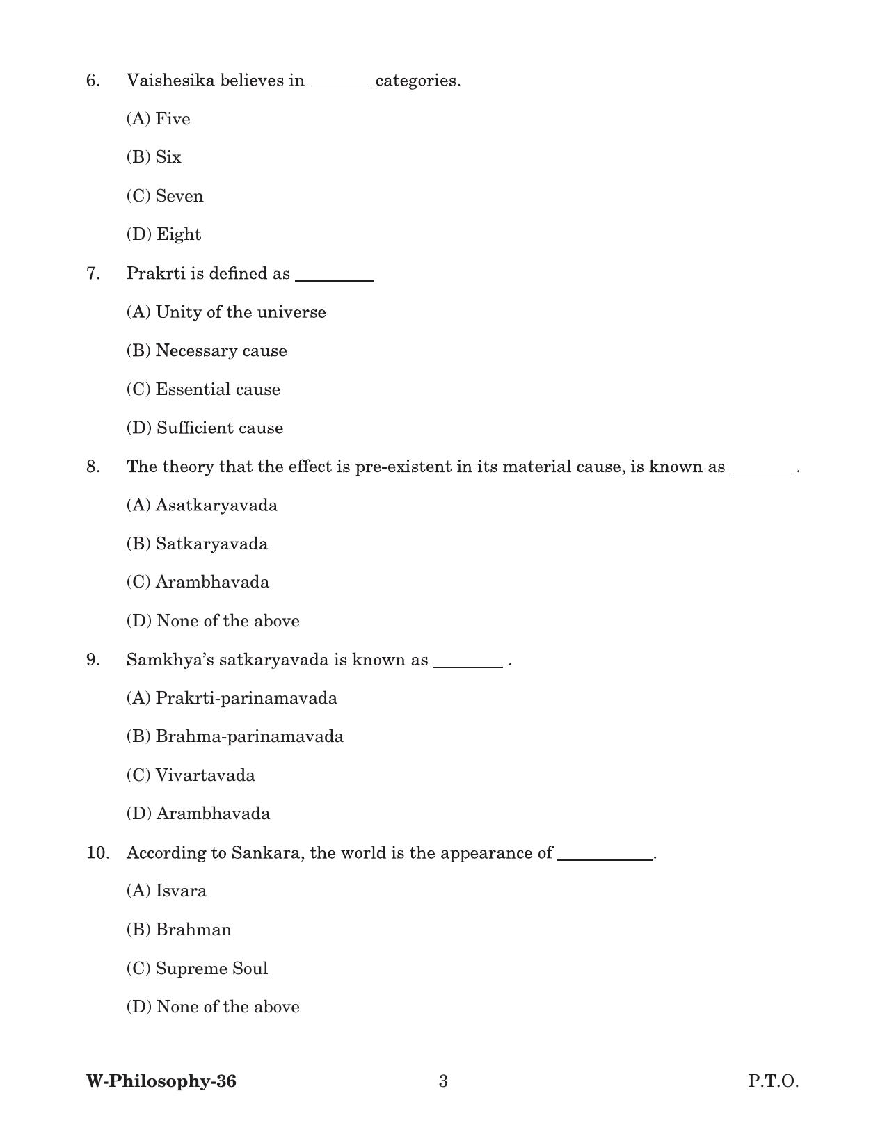 Odisha CPET 2022 PHILOSOPHY Question Paper - Page 3