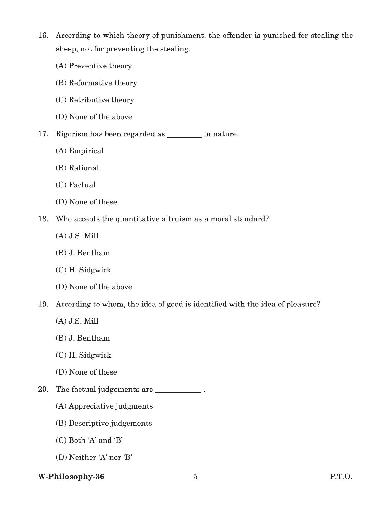 Odisha CPET 2022 PHILOSOPHY Question Paper - Page 5
