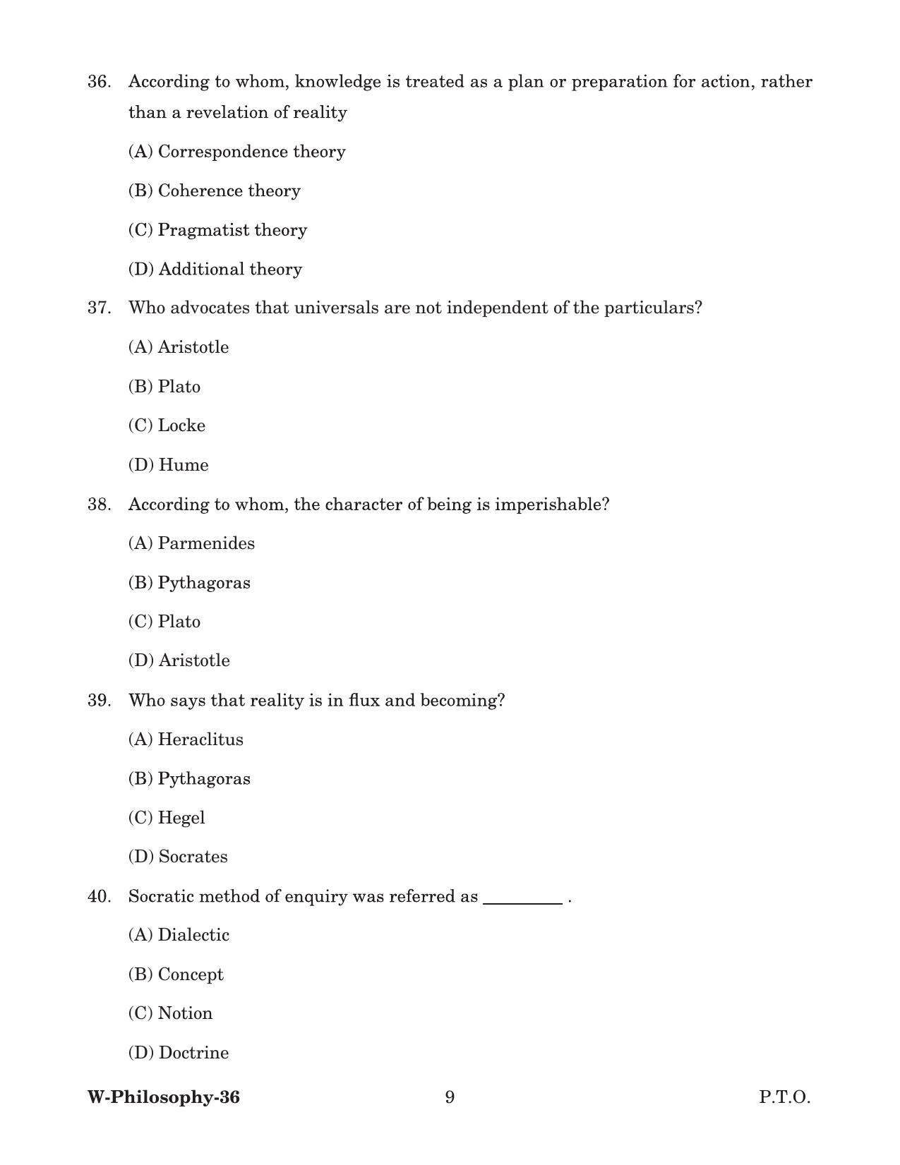 Odisha CPET 2022 PHILOSOPHY Question Paper - Page 9