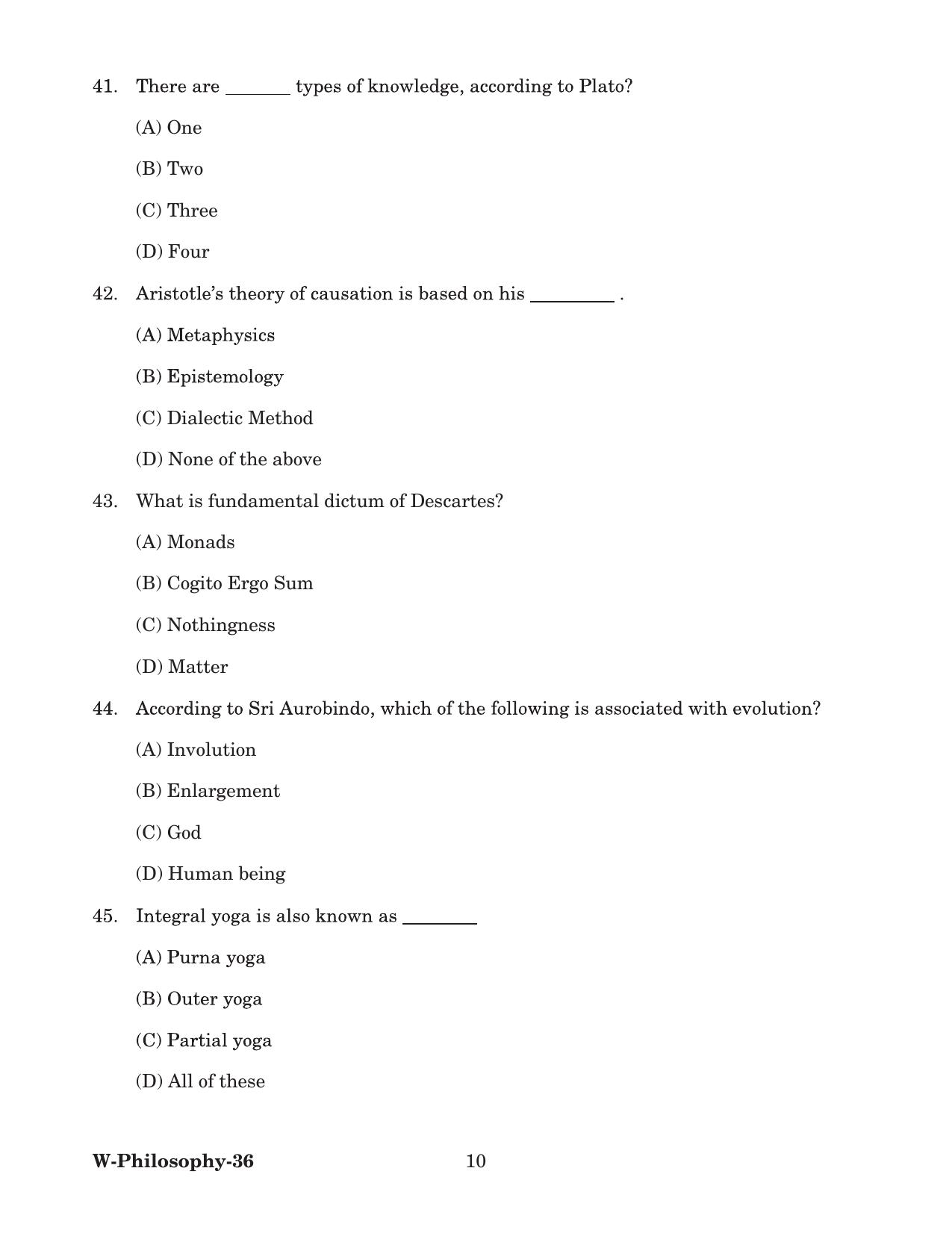 Odisha CPET 2022 PHILOSOPHY Question Paper - Page 10