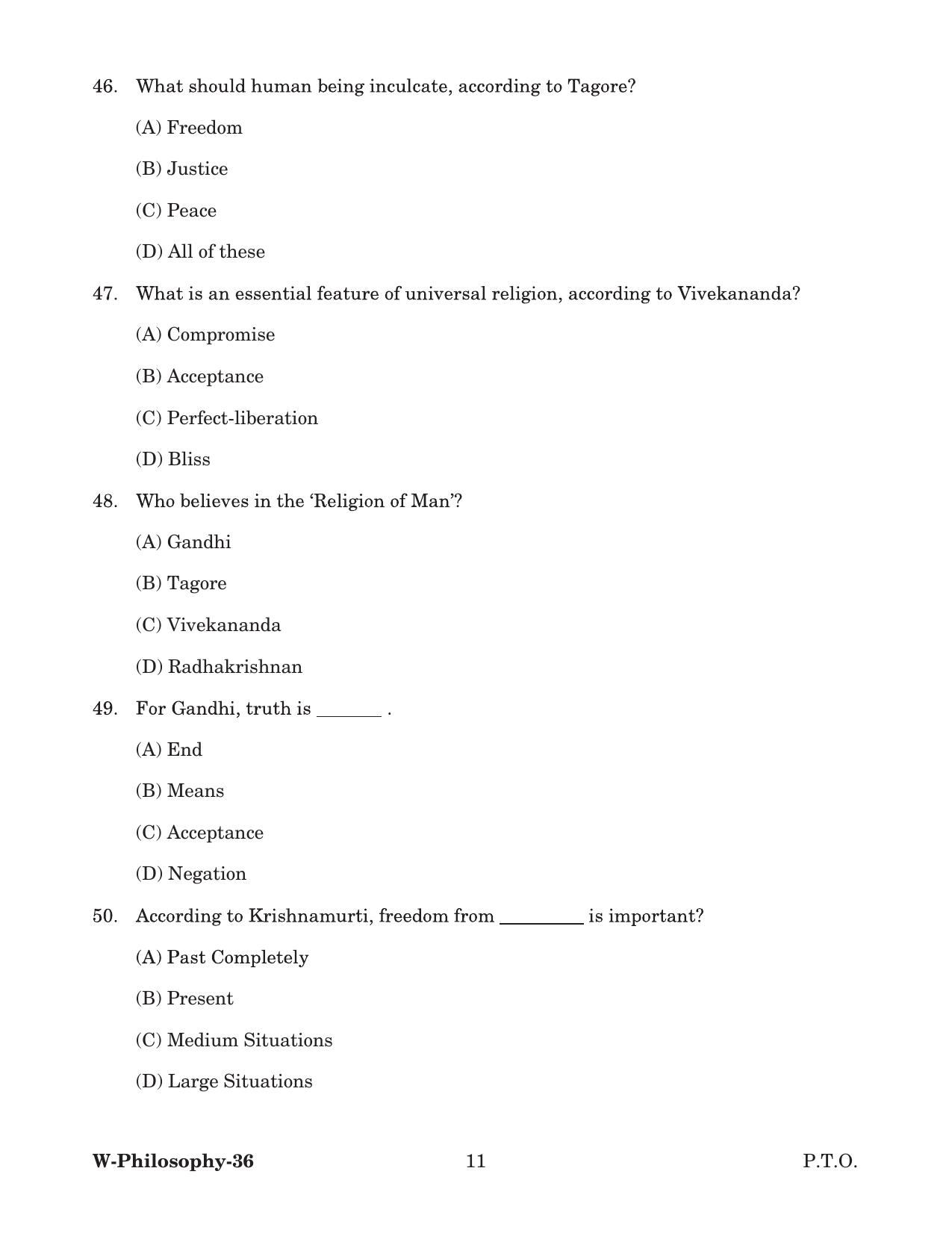 Odisha CPET 2022 PHILOSOPHY Question Paper - Page 11